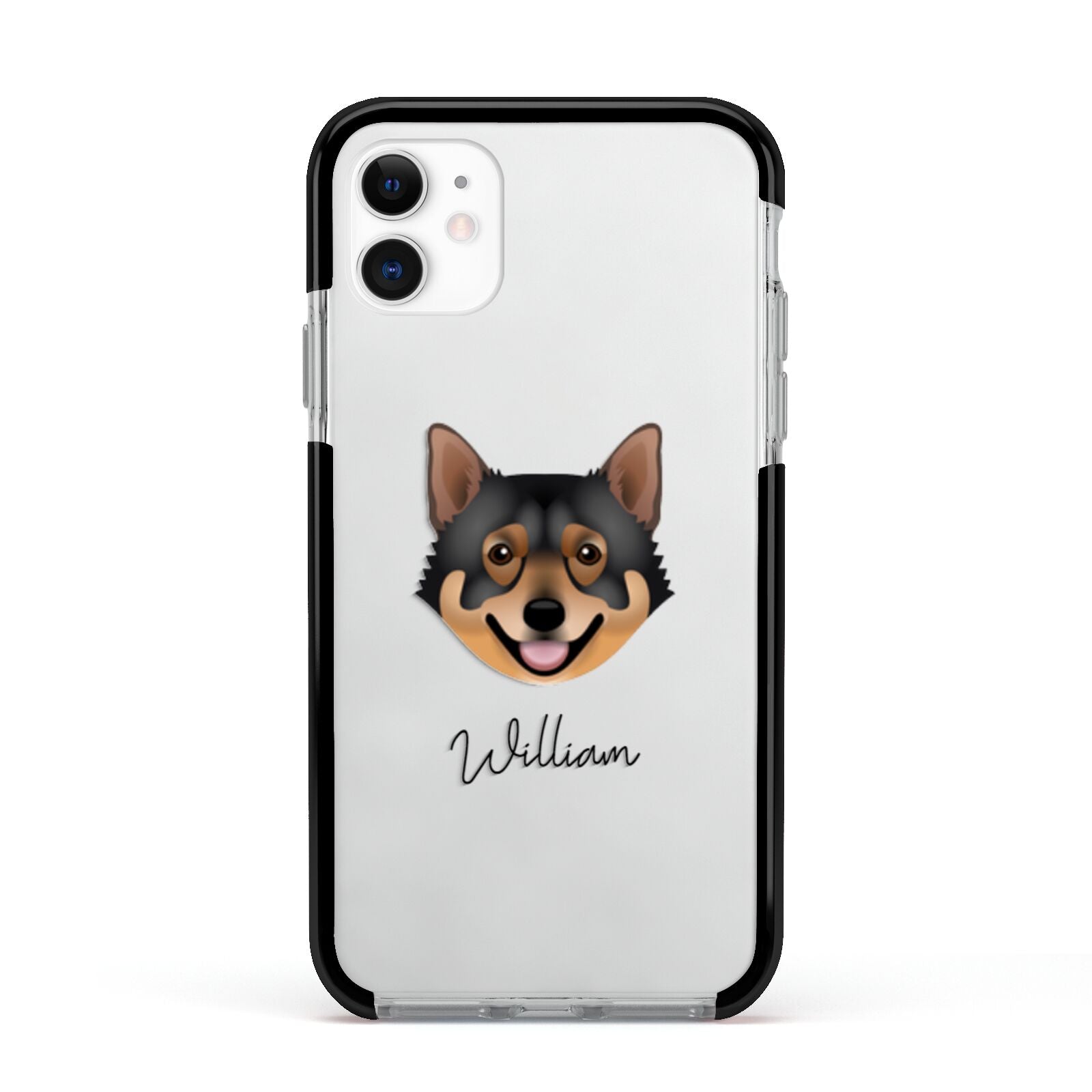 Swedish Vallhund Personalised Apple iPhone 11 in White with Black Impact Case
