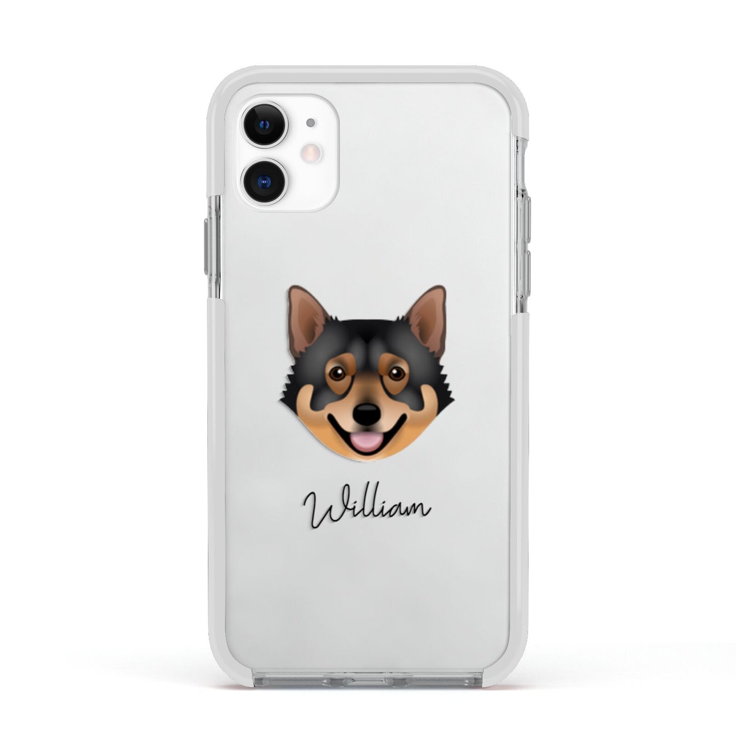Swedish Vallhund Personalised Apple iPhone 11 in White with White Impact Case