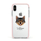 Swedish Vallhund Personalised Apple iPhone Xs Impact Case Pink Edge on Silver Phone