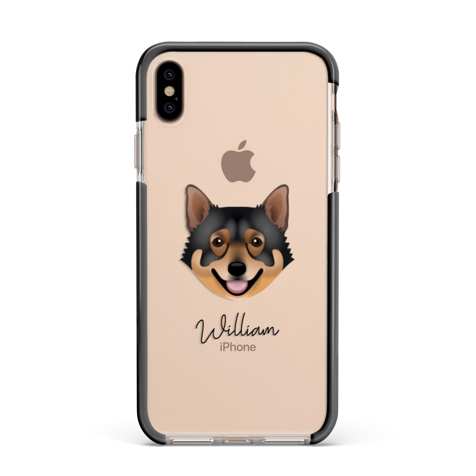Swedish Vallhund Personalised Apple iPhone Xs Max Impact Case Black Edge on Gold Phone