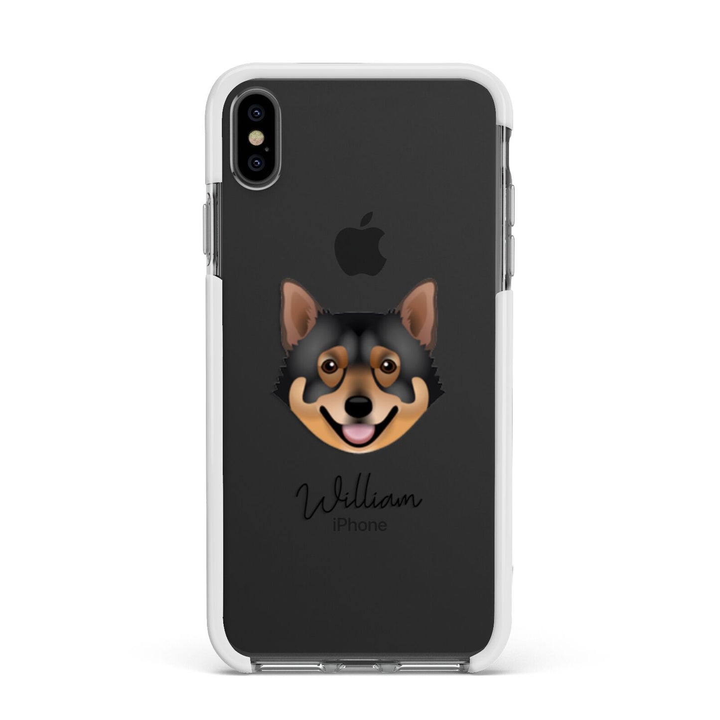 Swedish Vallhund Personalised Apple iPhone Xs Max Impact Case White Edge on Black Phone