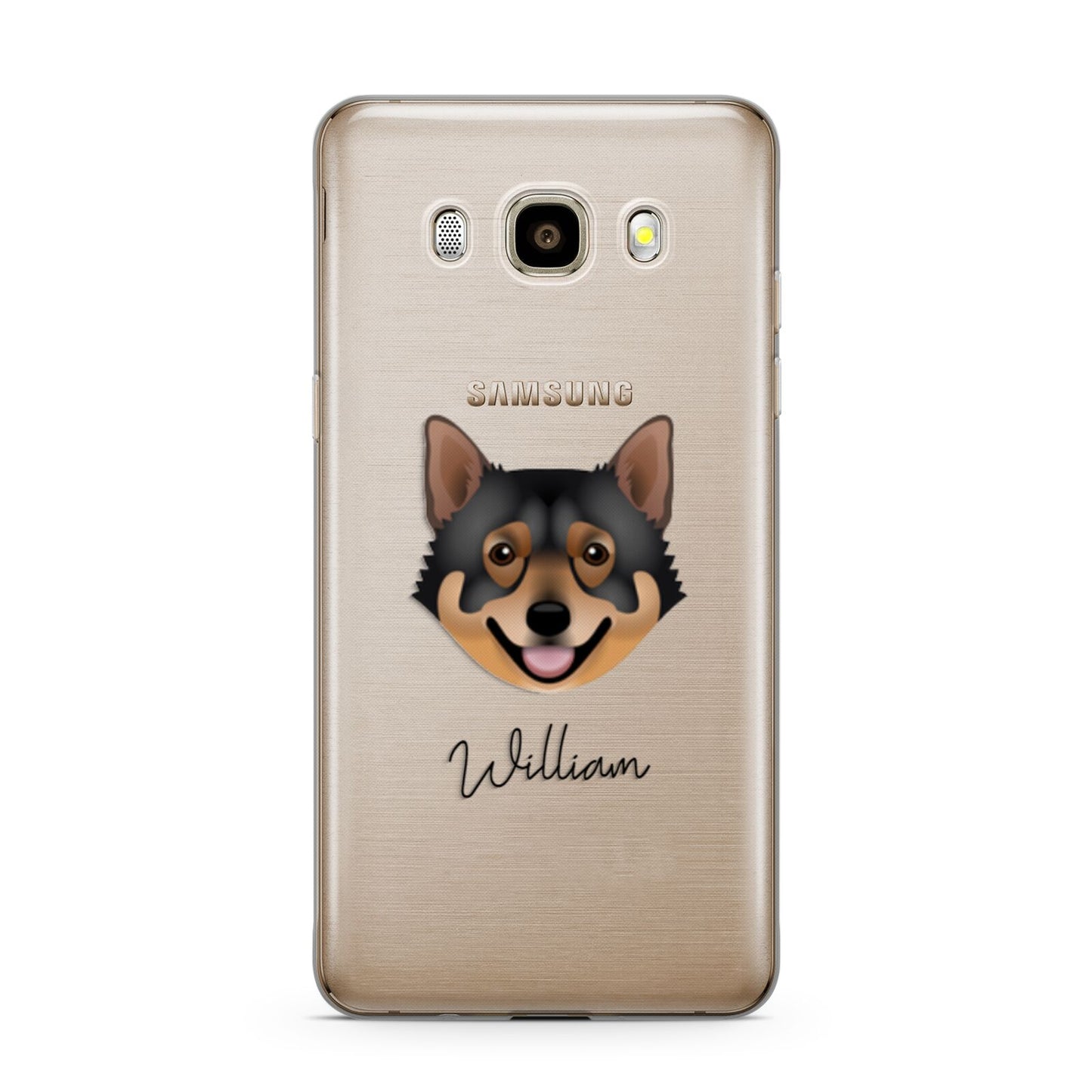 Swedish Vallhund Personalised Samsung Galaxy J7 2016 Case on gold phone