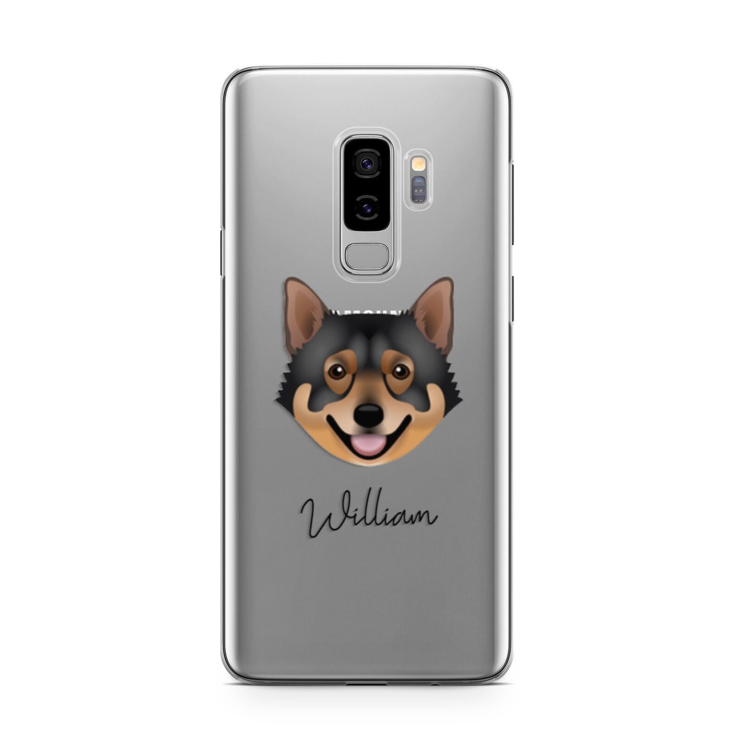 Swedish Vallhund Personalised Samsung Galaxy S9 Plus Case on Silver phone