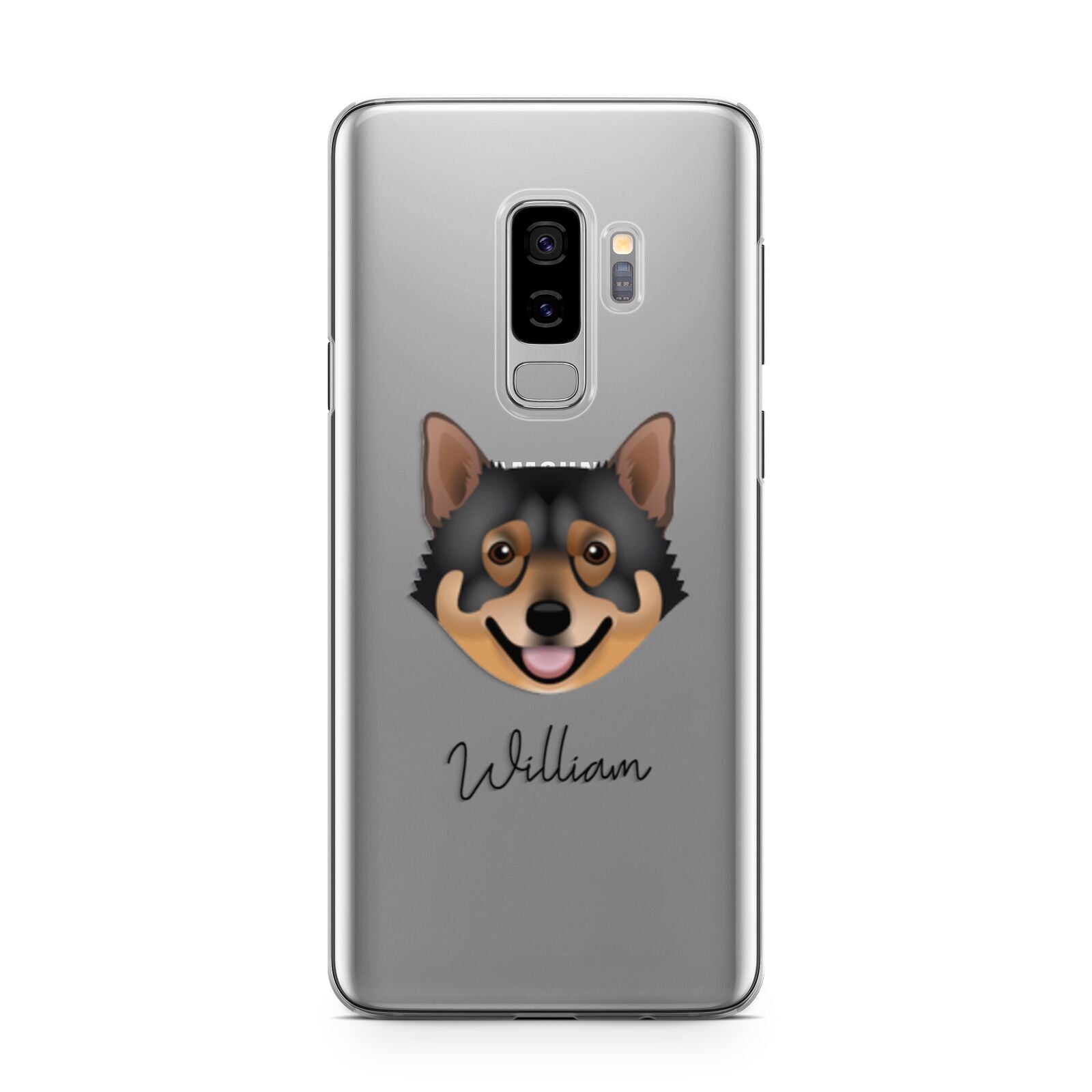 Swedish Vallhund Personalised Samsung Galaxy S9 Plus Case on Silver phone