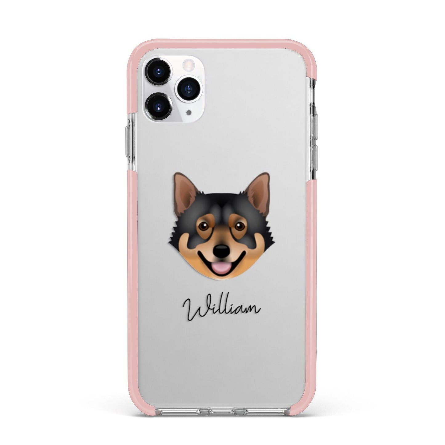 Swedish Vallhund Personalised iPhone 11 Pro Max Impact Pink Edge Case