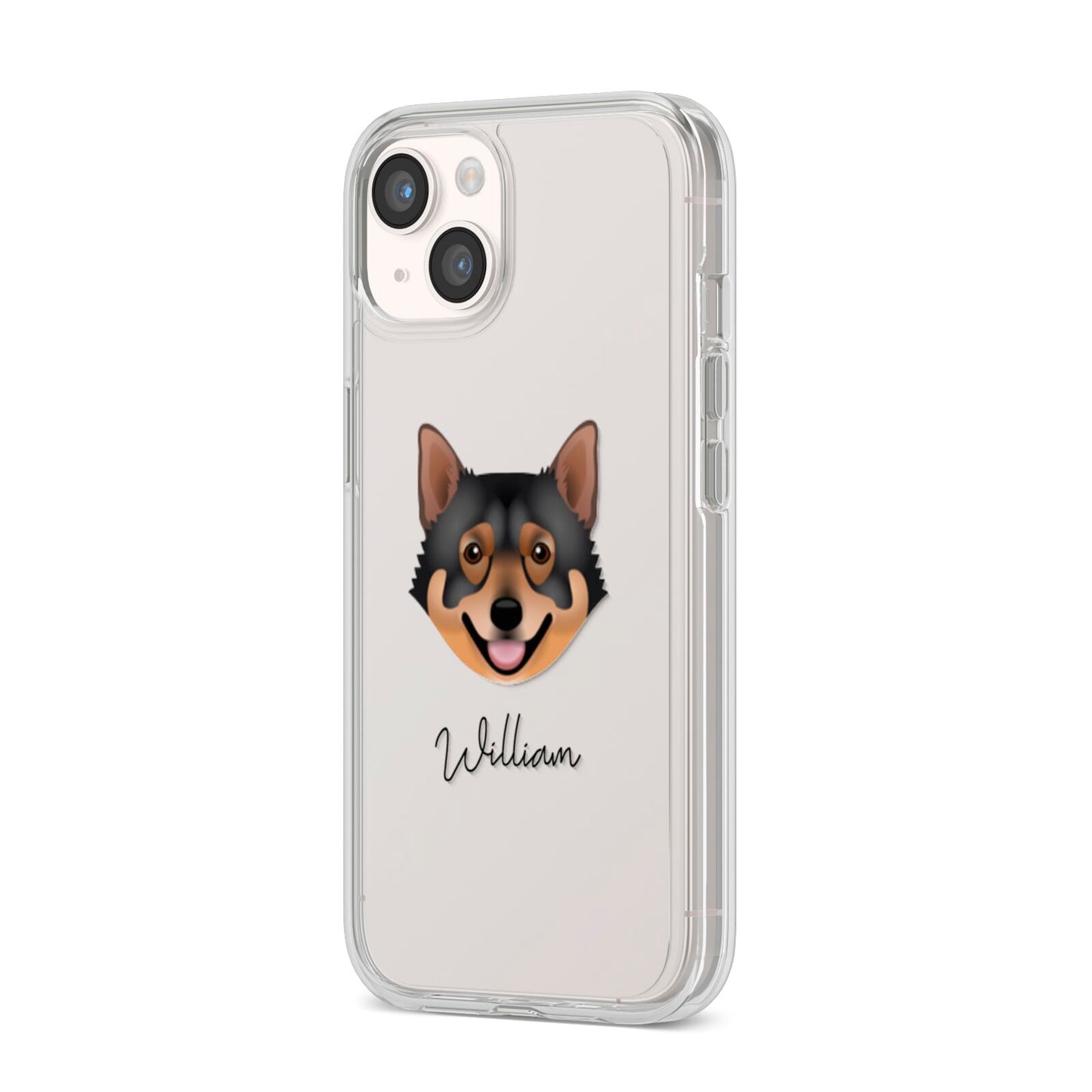Swedish Vallhund Personalised iPhone 14 Clear Tough Case Starlight Angled Image