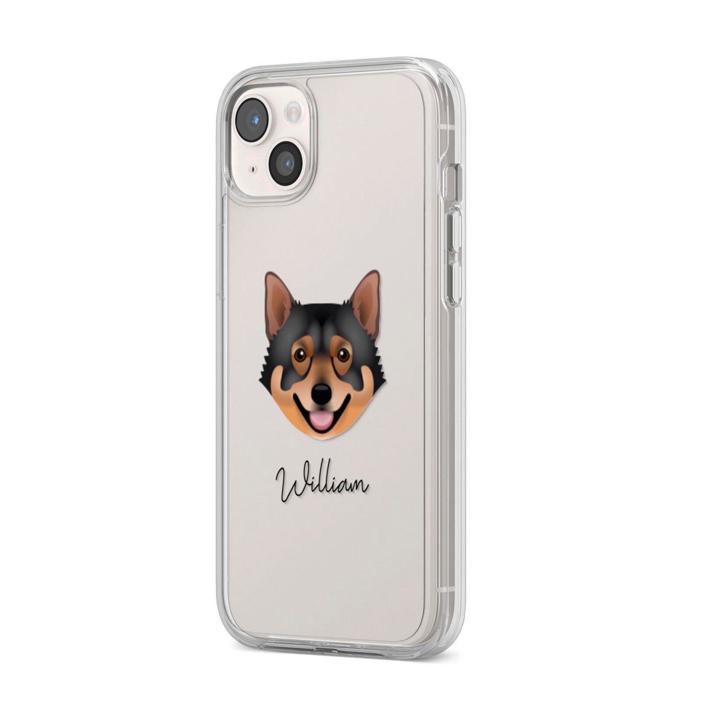 Swedish Vallhund Personalised iPhone 14 Plus Clear Tough Case Starlight Angled Image
