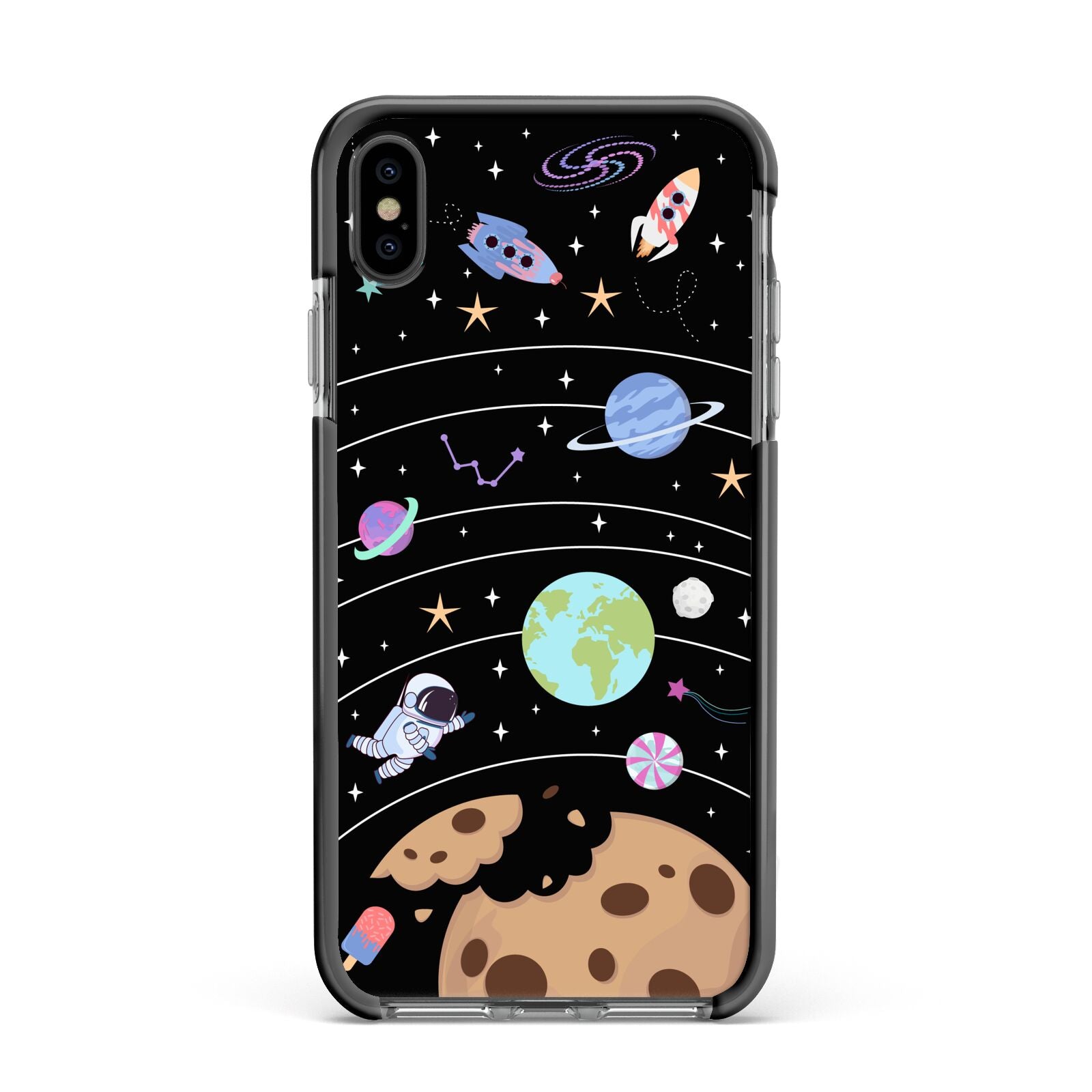 Sweet Celestial Scene Apple iPhone Xs Max Impact Case Black Edge on Black Phone