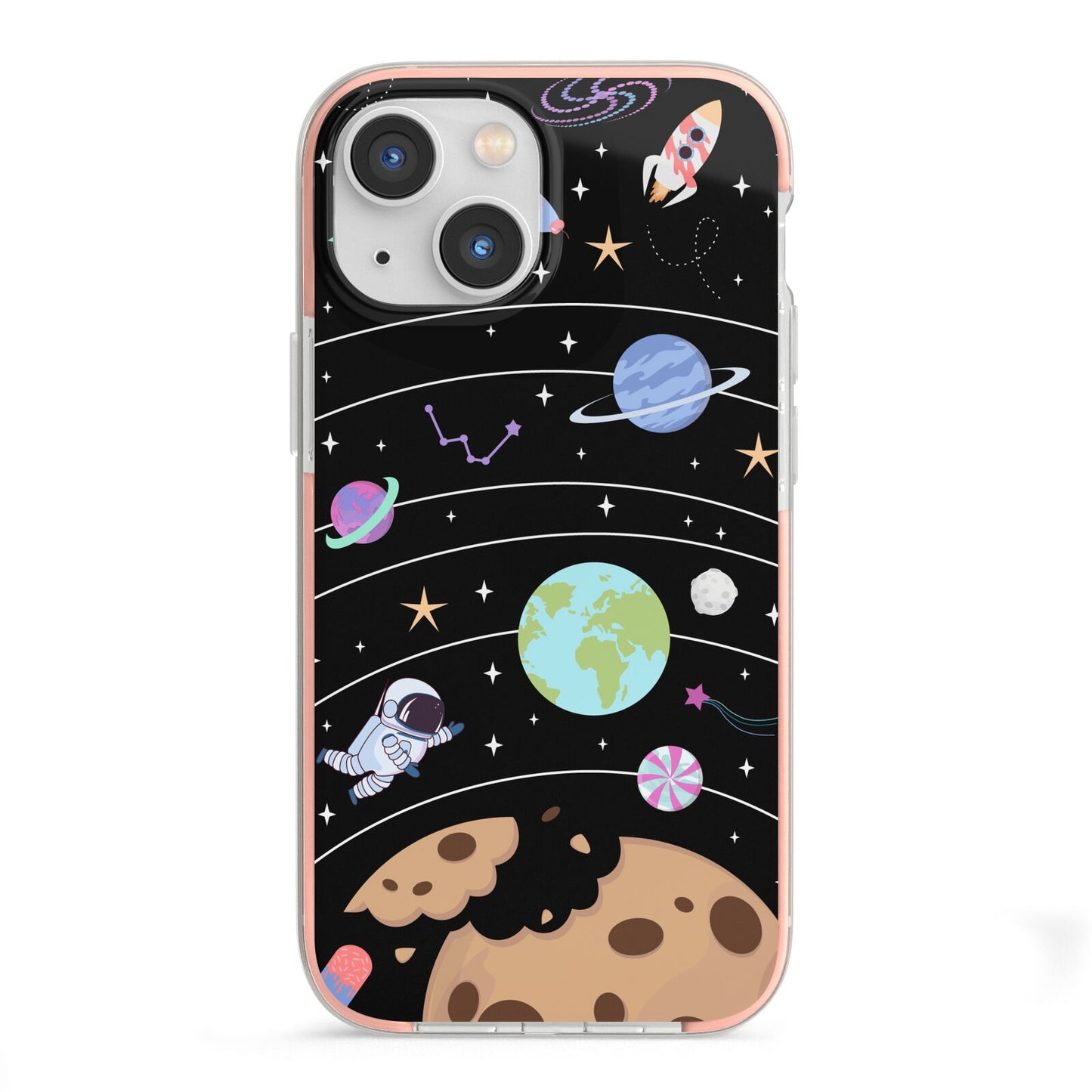 Sweet Celestial Scene iPhone 13 Mini TPU Impact Case with Pink Edges