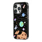 Sweet Celestial Scene iPhone 14 Pro Black Impact Case Side Angle on Silver phone