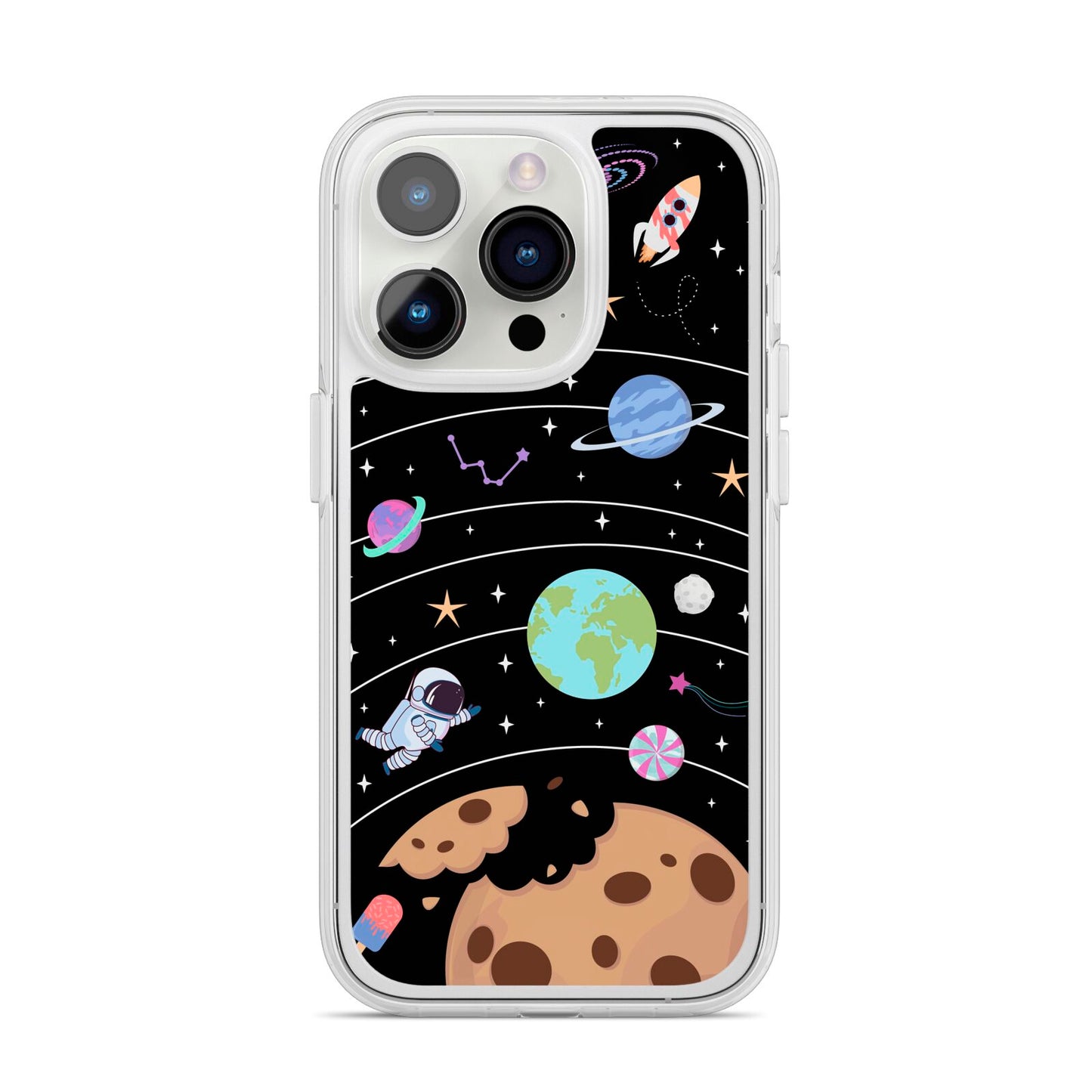 Sweet Celestial Scene iPhone 14 Pro Clear Tough Case Silver