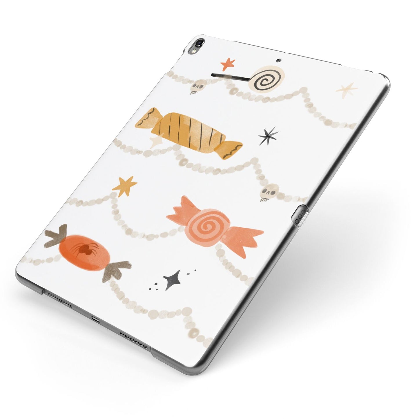 Sweet Decorations Halloween Apple iPad Case on Grey iPad Side View