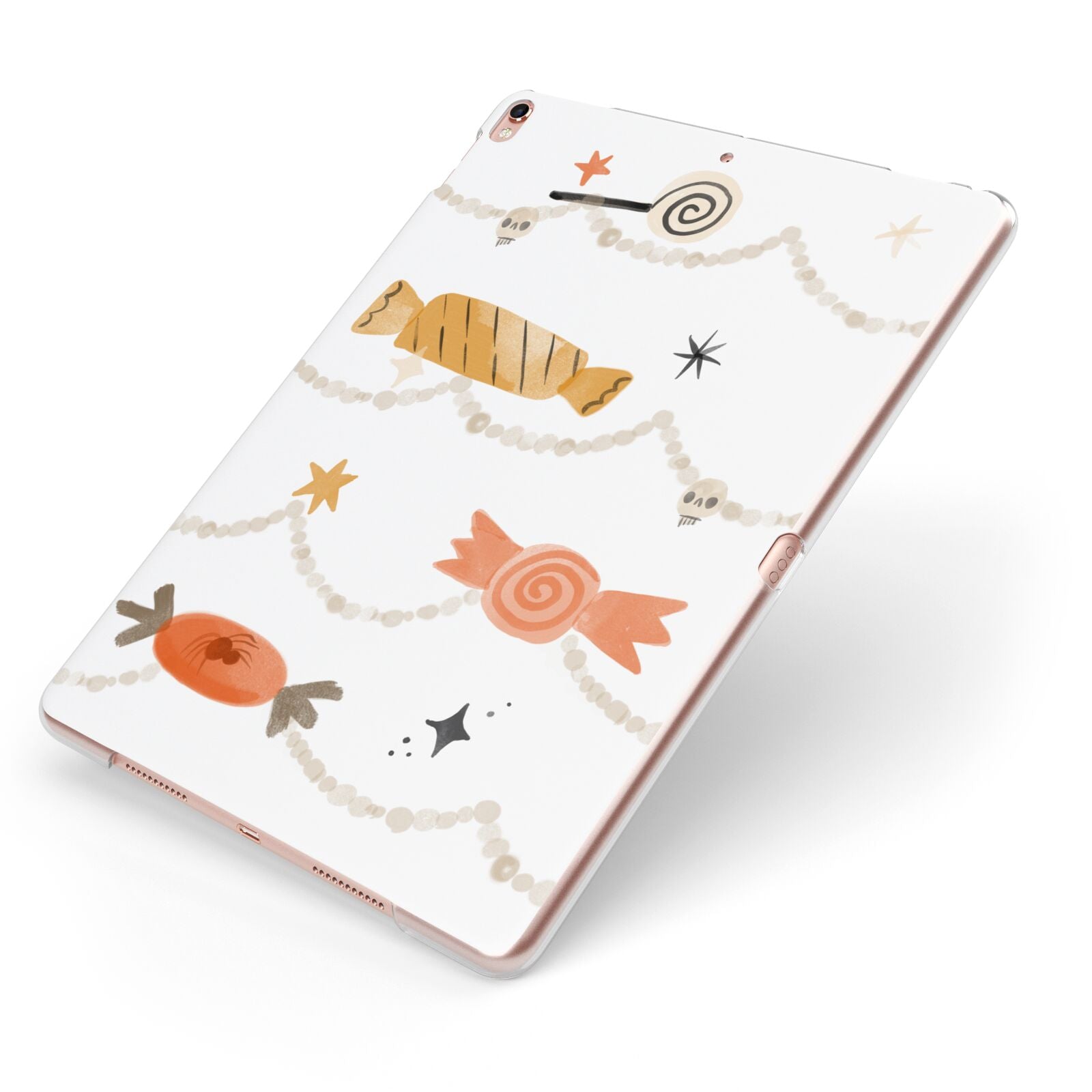 Sweet Decorations Halloween Apple iPad Case on Rose Gold iPad Side View