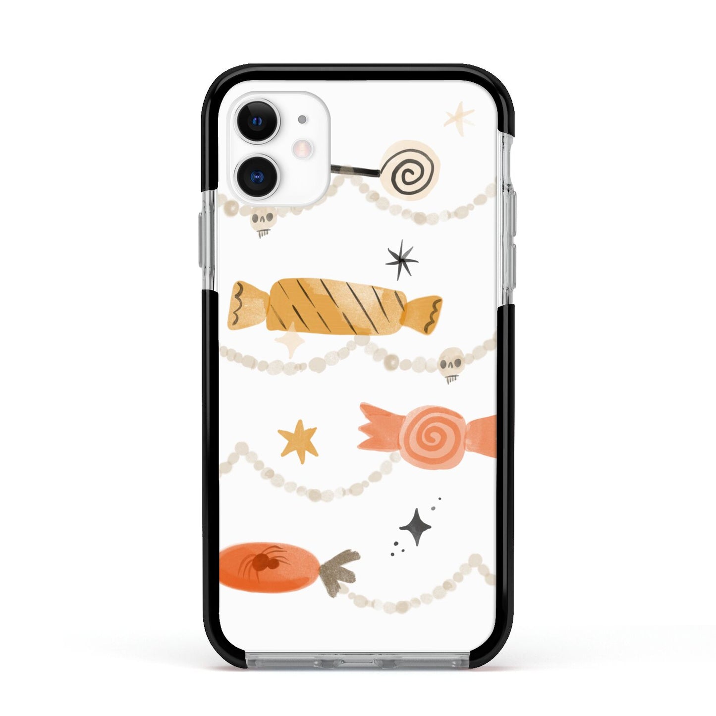 Sweet Decorations Halloween Apple iPhone 11 in White with Black Impact Case