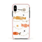 Sweet Decorations Halloween Apple iPhone Xs Impact Case Pink Edge on Black Phone