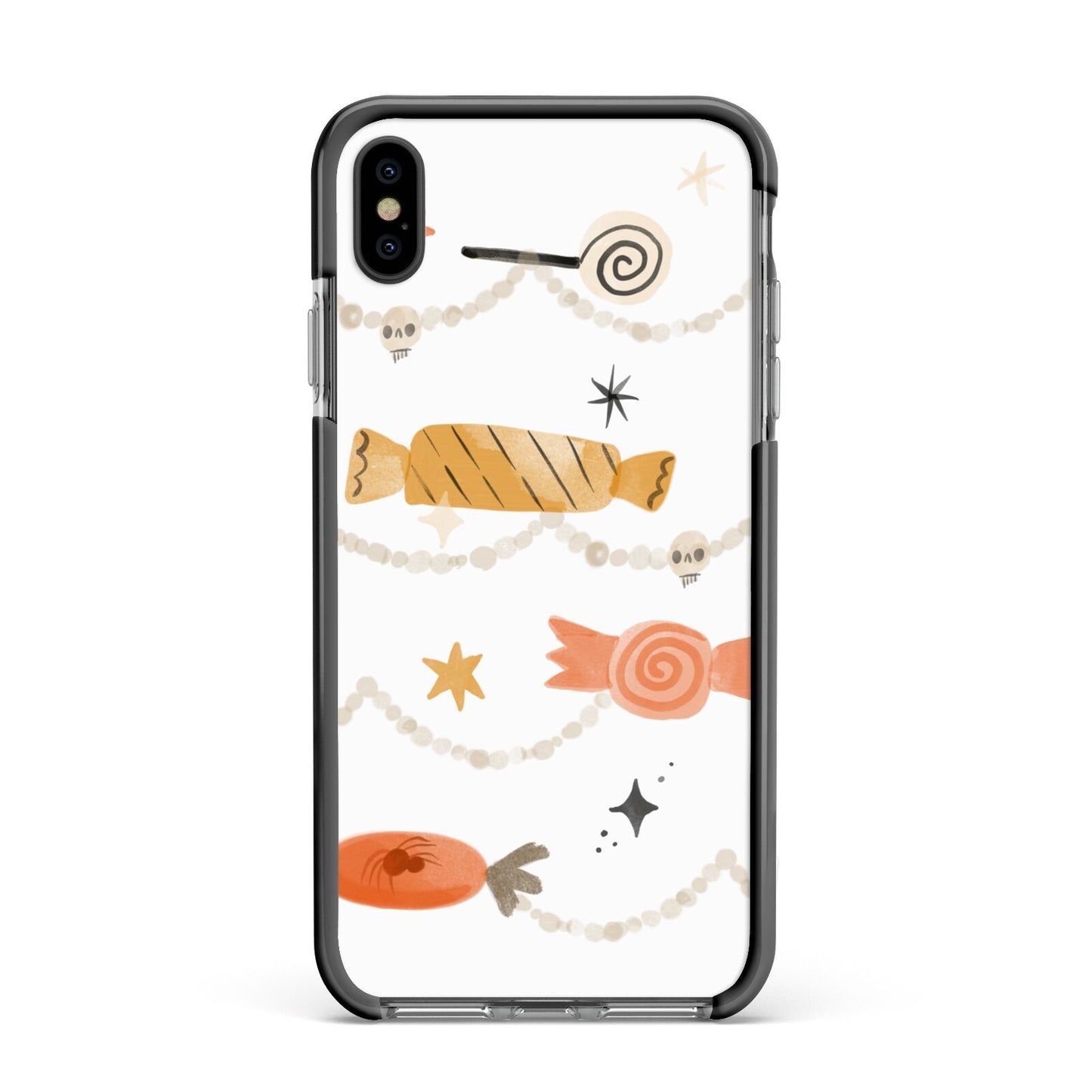 Sweet Decorations Halloween Apple iPhone Xs Max Impact Case Black Edge on Black Phone