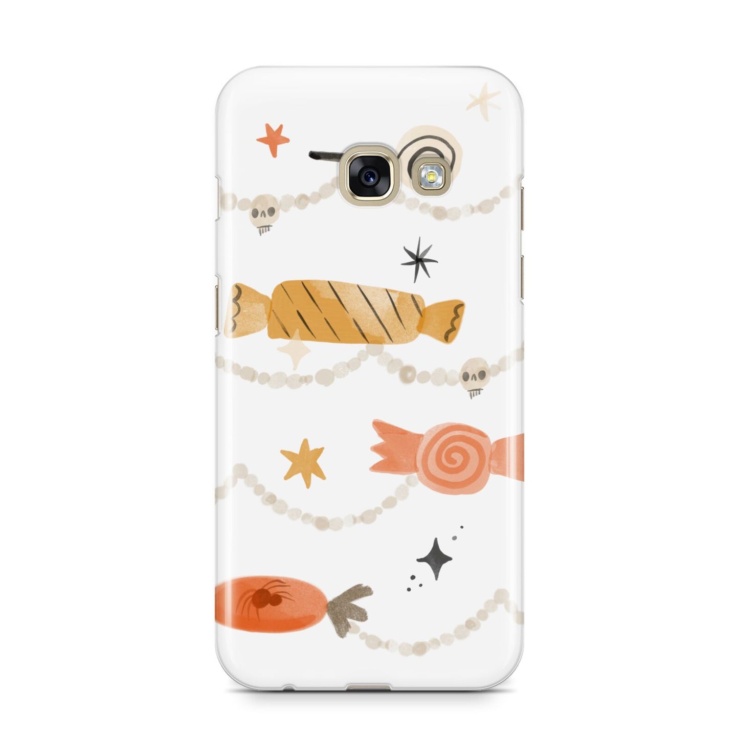 Sweet Decorations Halloween Samsung Galaxy A3 2017 Case on gold phone