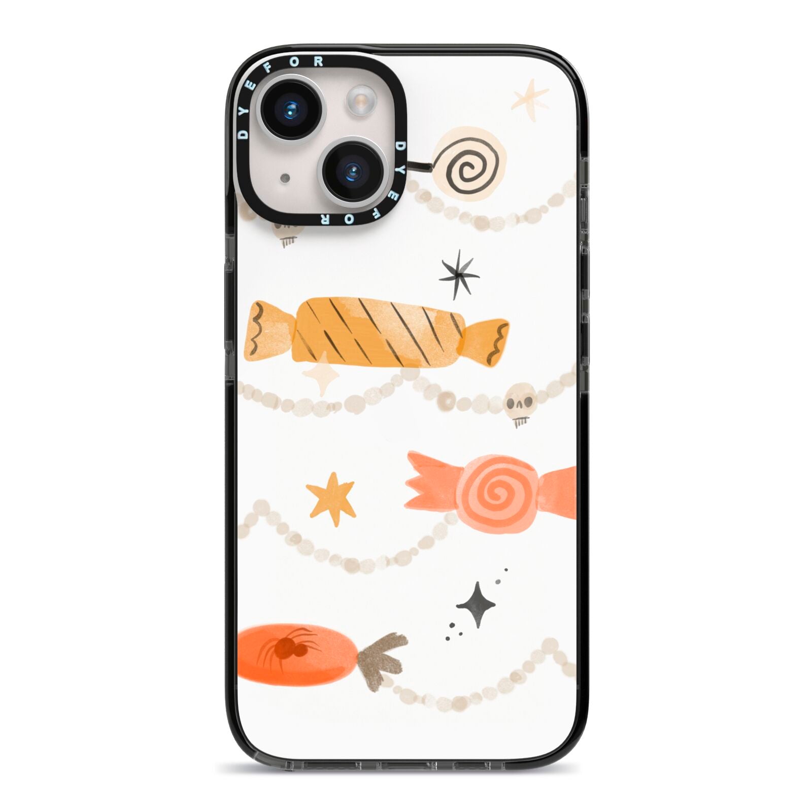 Sweet Decorations Halloween iPhone 14 Black Impact Case on Silver phone