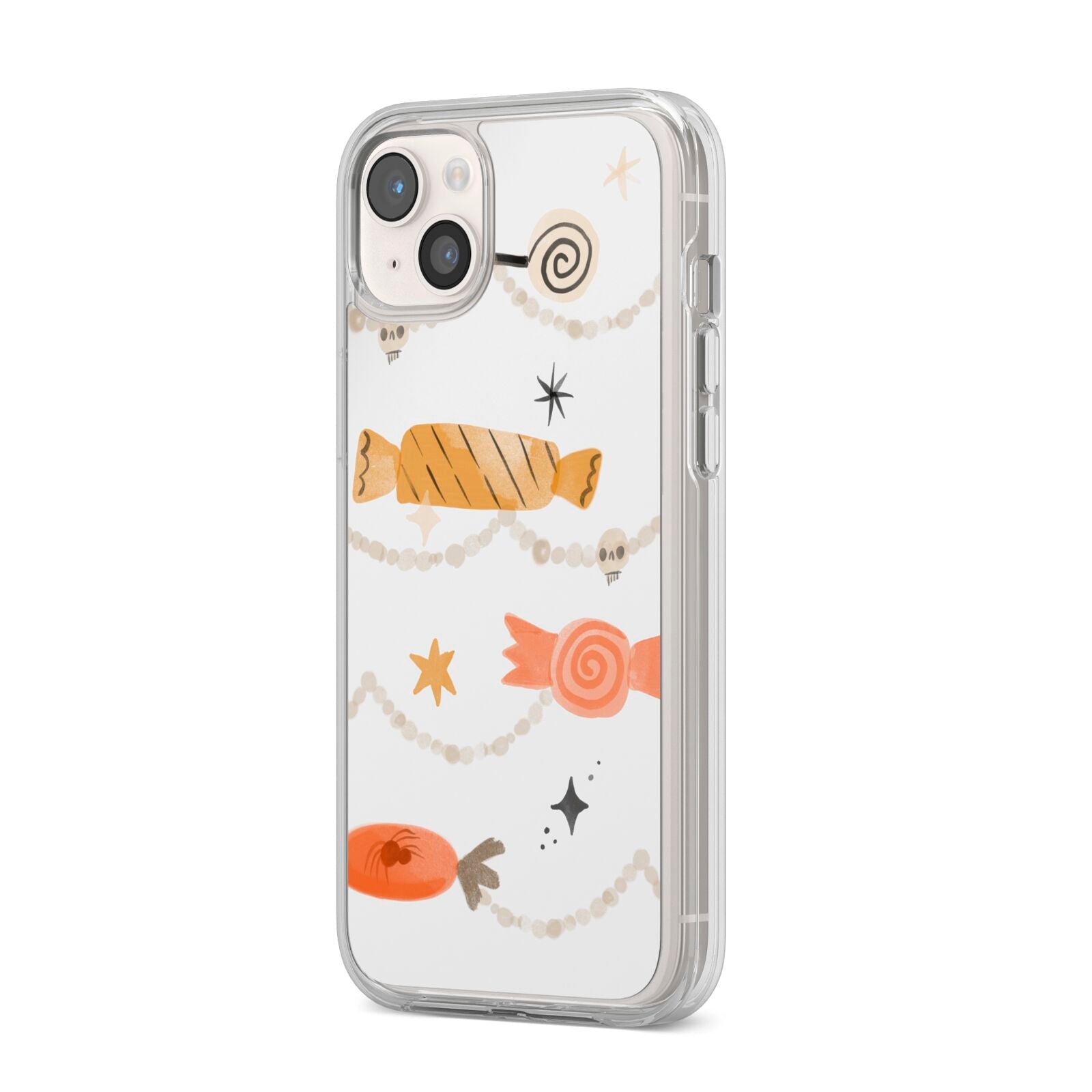Sweet Decorations Halloween iPhone 14 Plus Clear Tough Case Starlight Angled Image