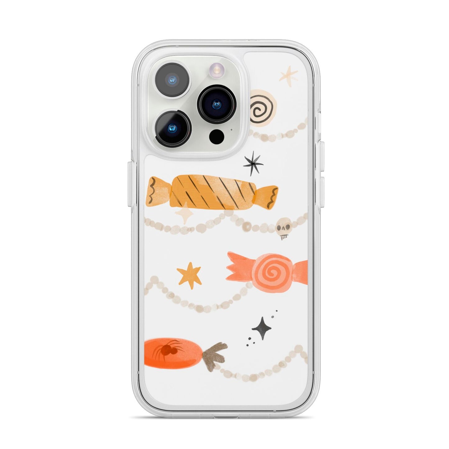 Sweet Decorations Halloween iPhone 14 Pro Clear Tough Case Silver