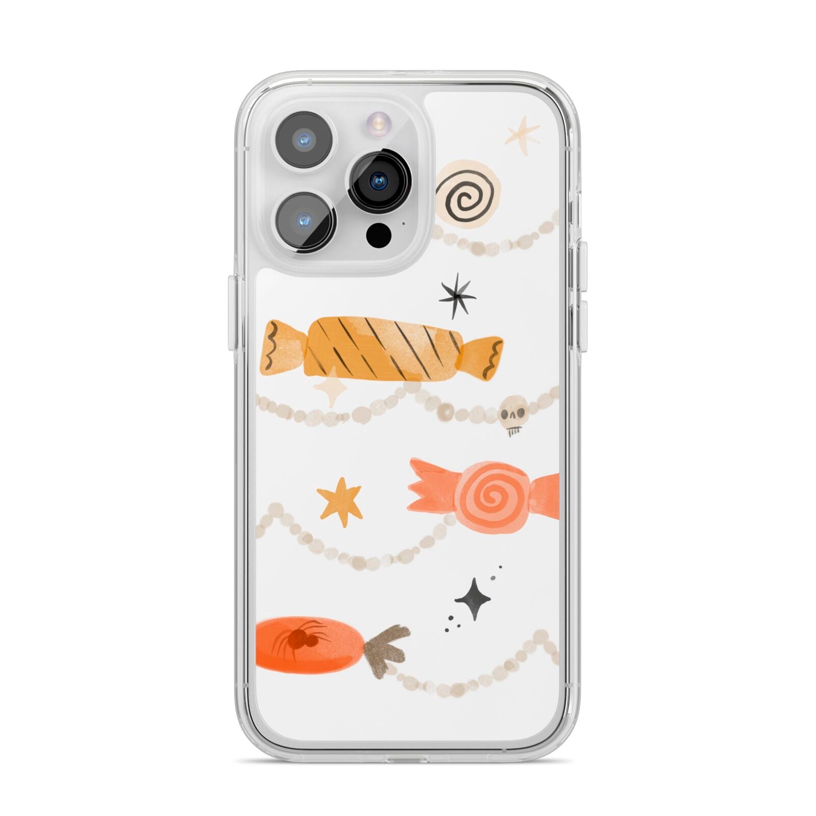 Sweet Decorations Halloween iPhone 14 Pro Max Clear Tough Case Silver