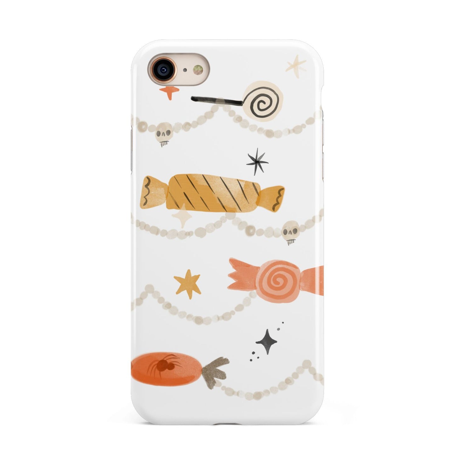 Sweet Decorations Halloween iPhone 8 3D Tough Case on Gold Phone