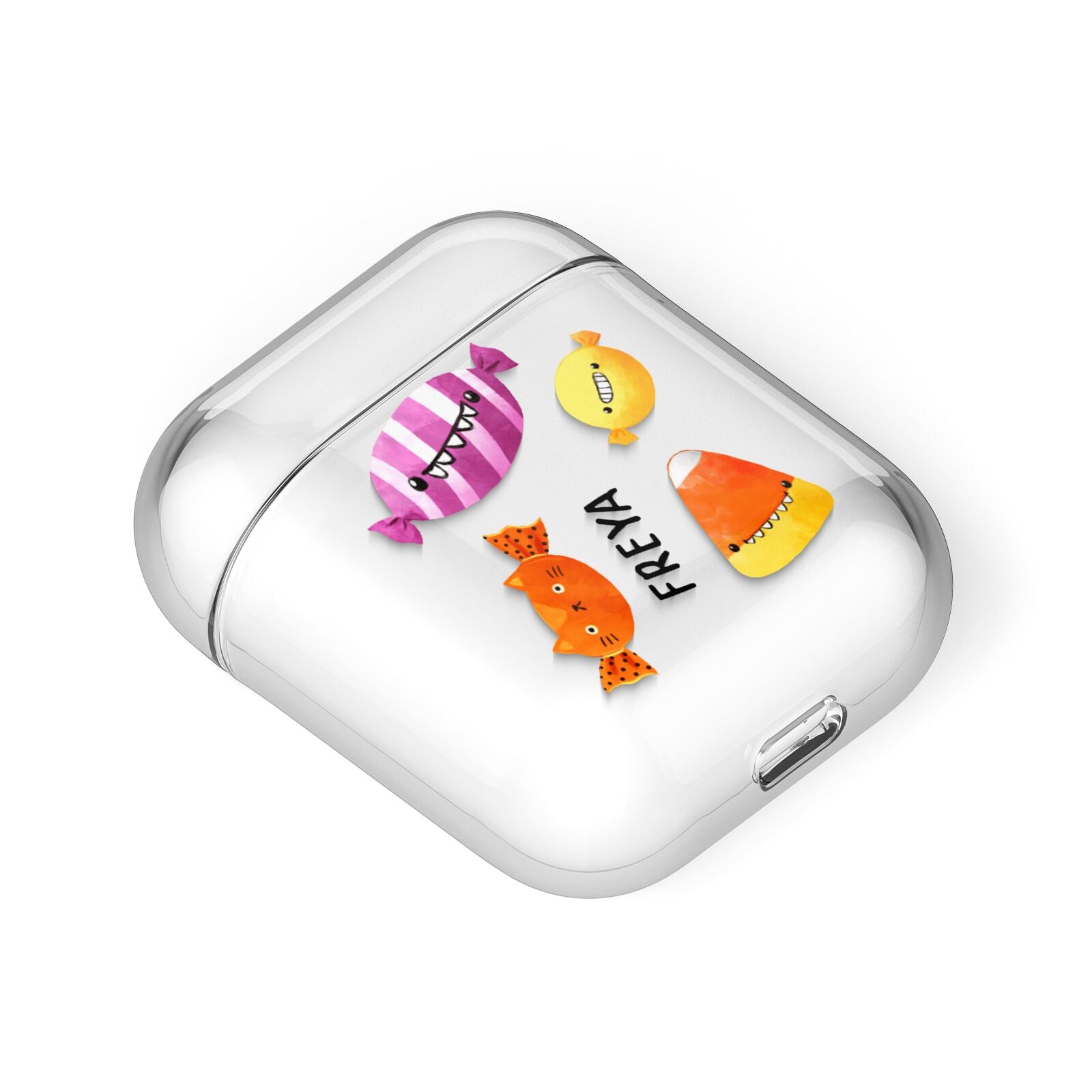 Sweet Faces Halloween Personalised AirPods Case Laid Flat