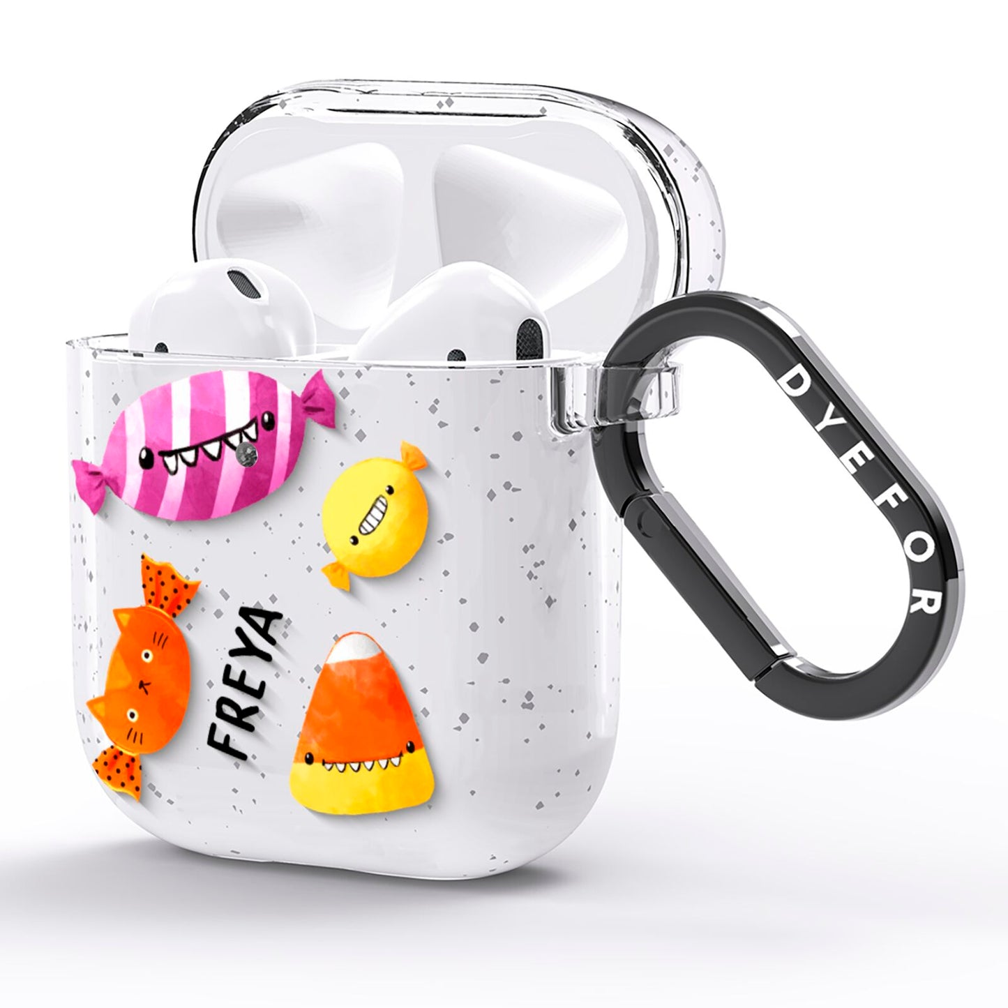 Sweet Faces Halloween Personalised AirPods Glitter Case Side Image