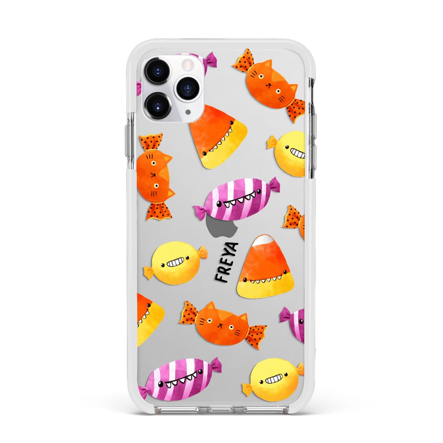 Sweet Faces Halloween Personalised Apple iPhone 11 Pro Max in Silver with White Impact Case