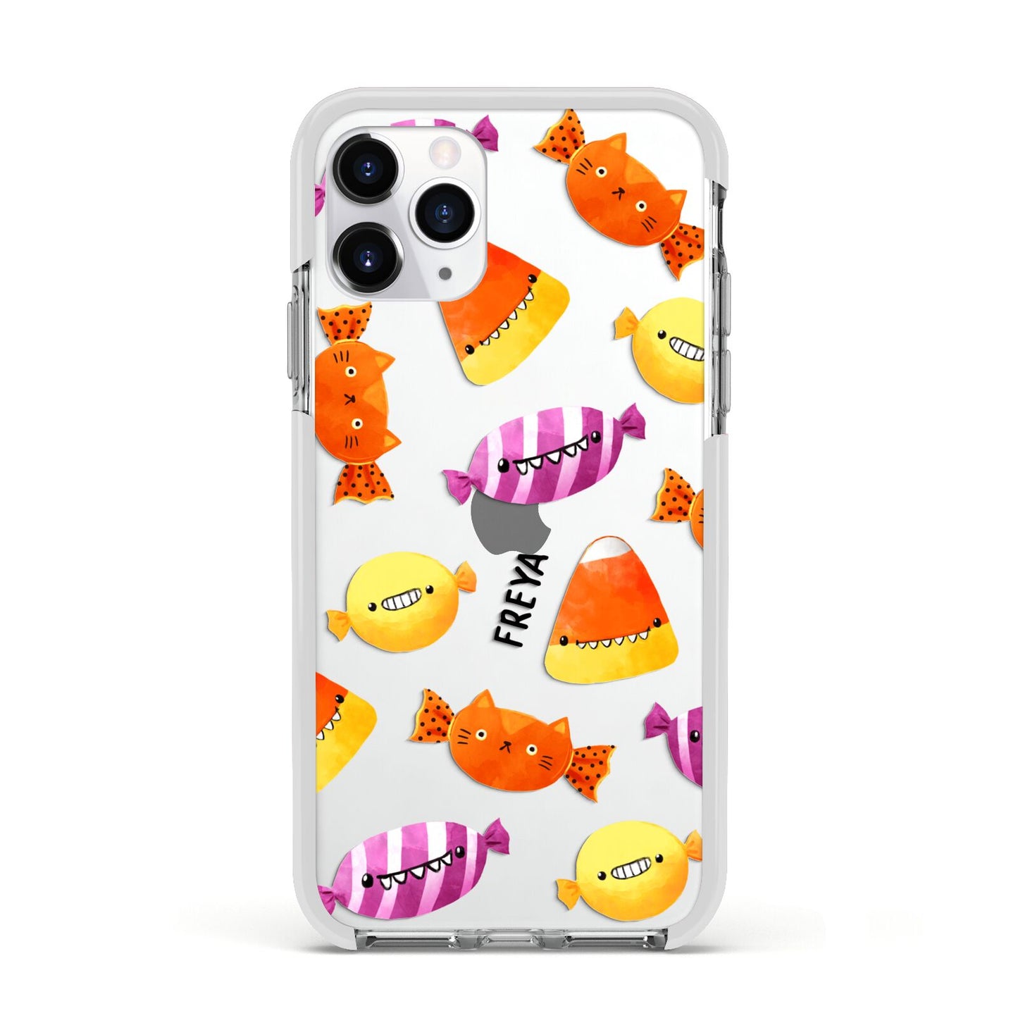 Sweet Faces Halloween Personalised Apple iPhone 11 Pro in Silver with White Impact Case