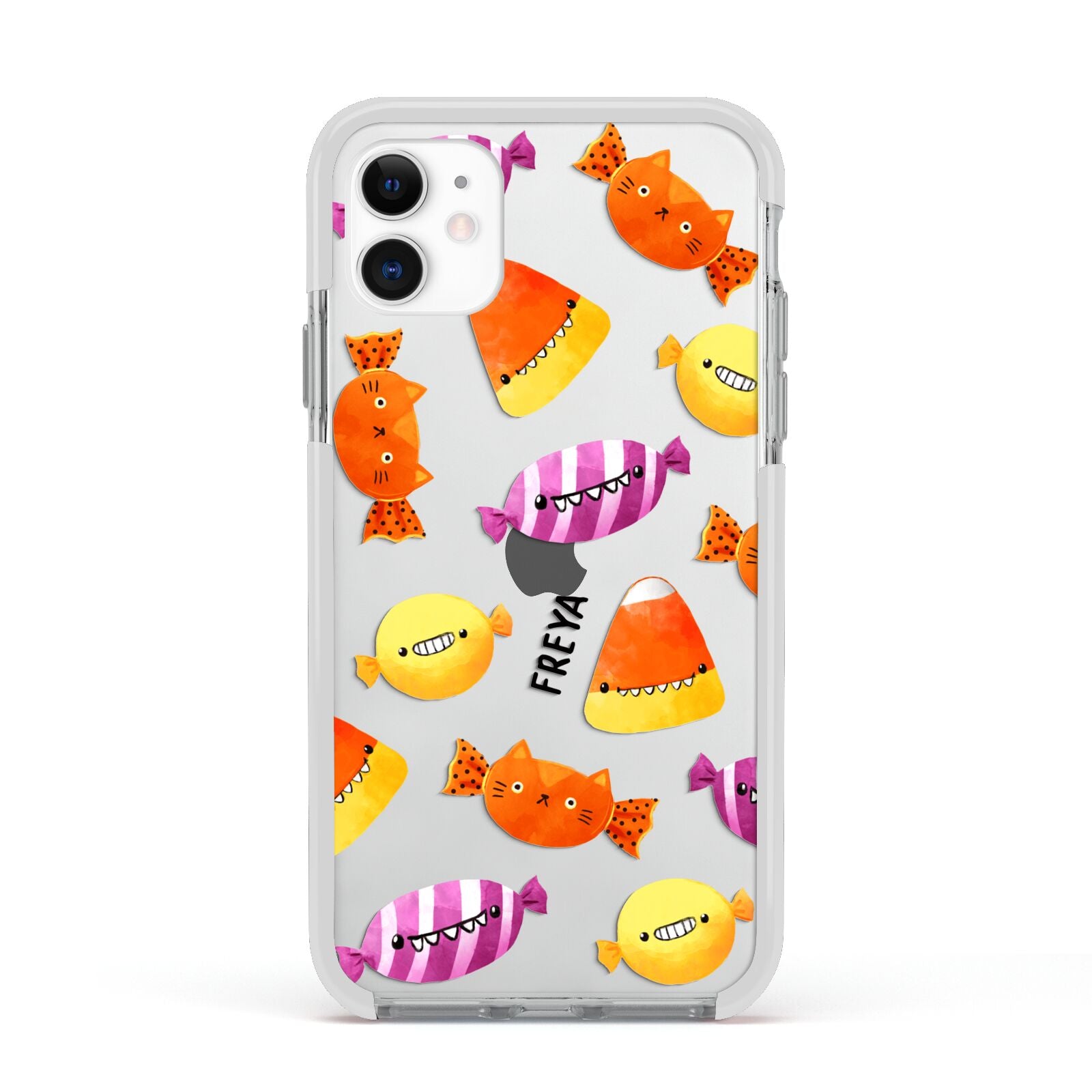Sweet Faces Halloween Personalised Apple iPhone 11 in White with White Impact Case