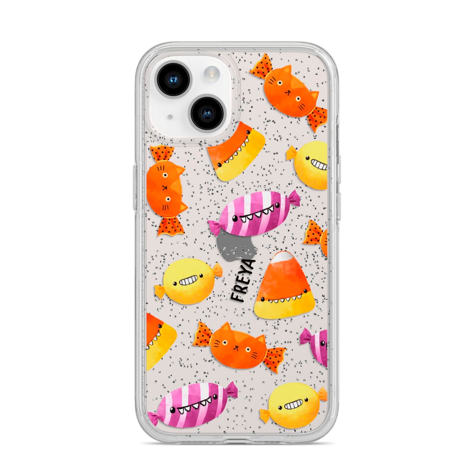 Sweet Faces Halloween Personalised iPhone 14 Glitter Tough Case Starlight