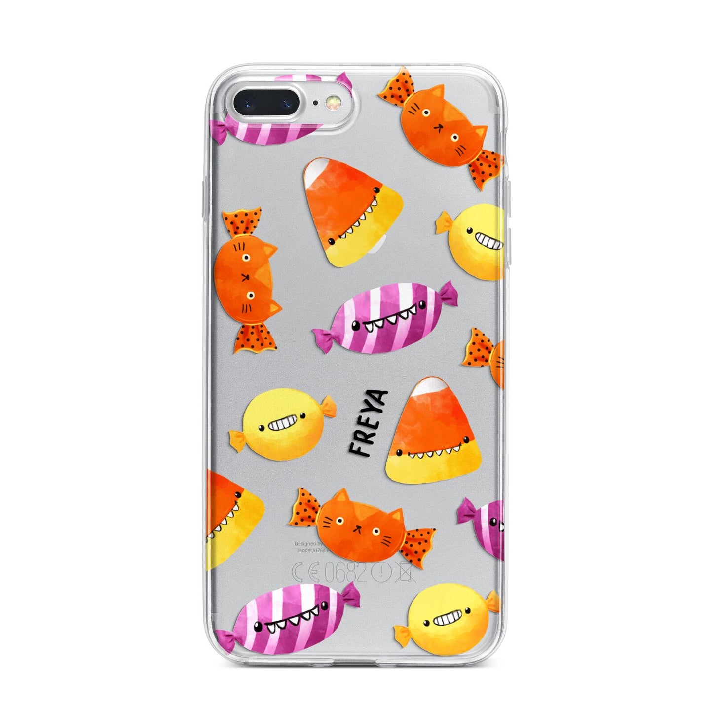 Sweet Faces Halloween Personalised iPhone 7 Plus Bumper Case on Silver iPhone