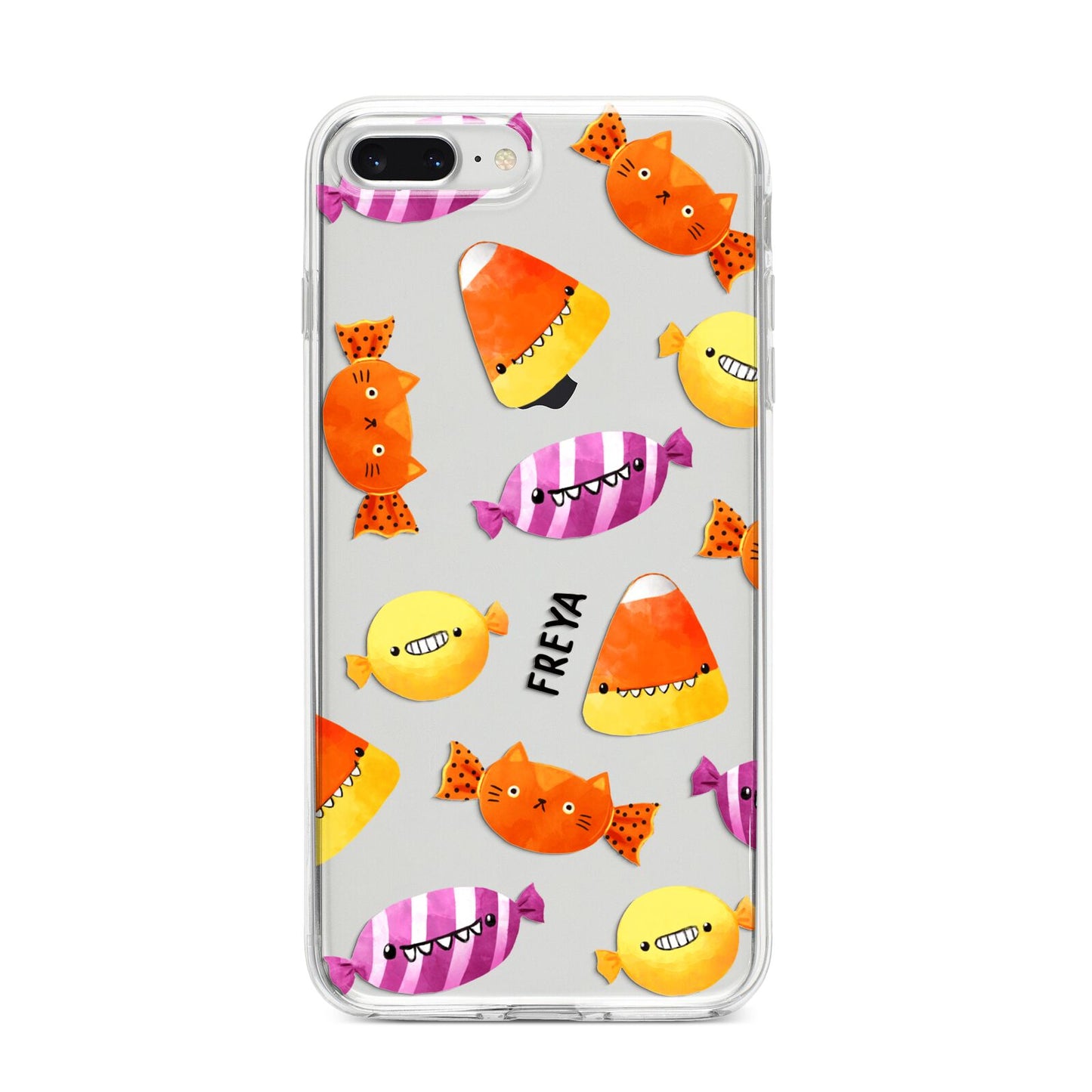 Sweet Faces Halloween Personalised iPhone 8 Plus Bumper Case on Silver iPhone