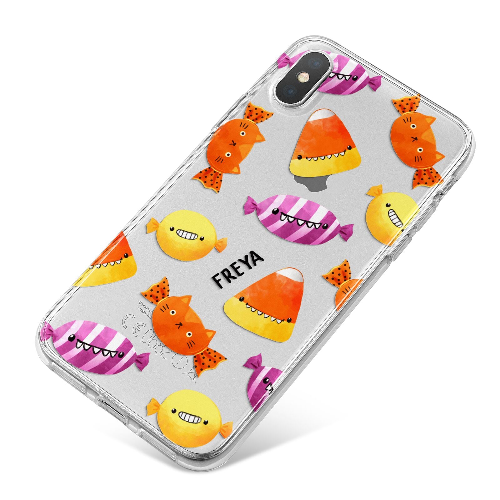 Sweet Faces Halloween Personalised iPhone X Bumper Case on Silver iPhone