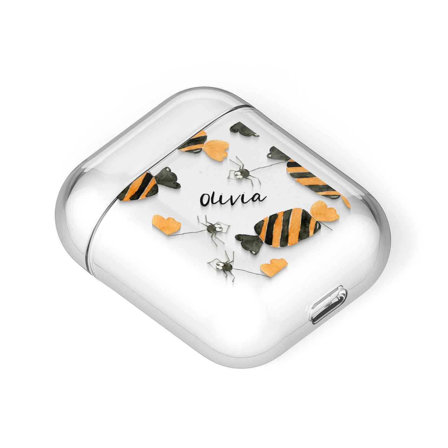 Sweet Spider Halloween Personalised AirPods Case Laid Flat