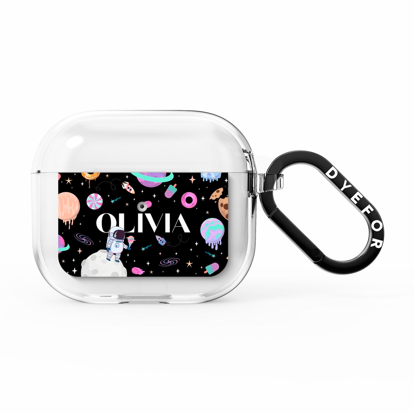 Sweet Treats in Space with Name AirPods Clear Case 3rd Gen