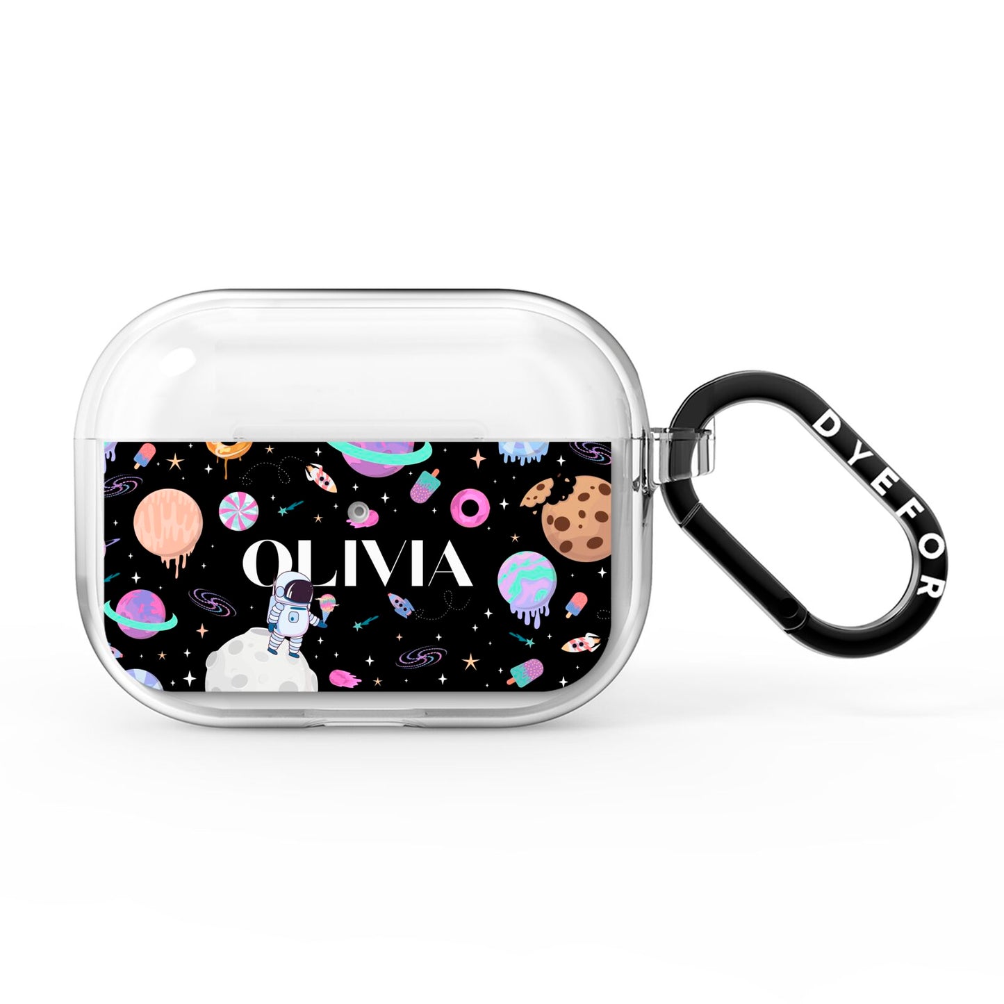 Sweet Treats in Space with Name AirPods Pro Clear Case