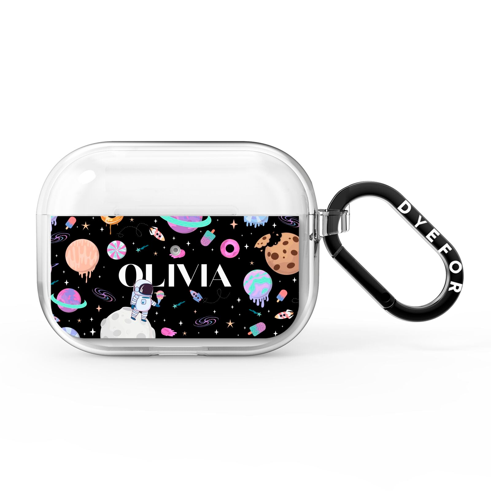Sweet Treats in Space with Name AirPods Pro Clear Case