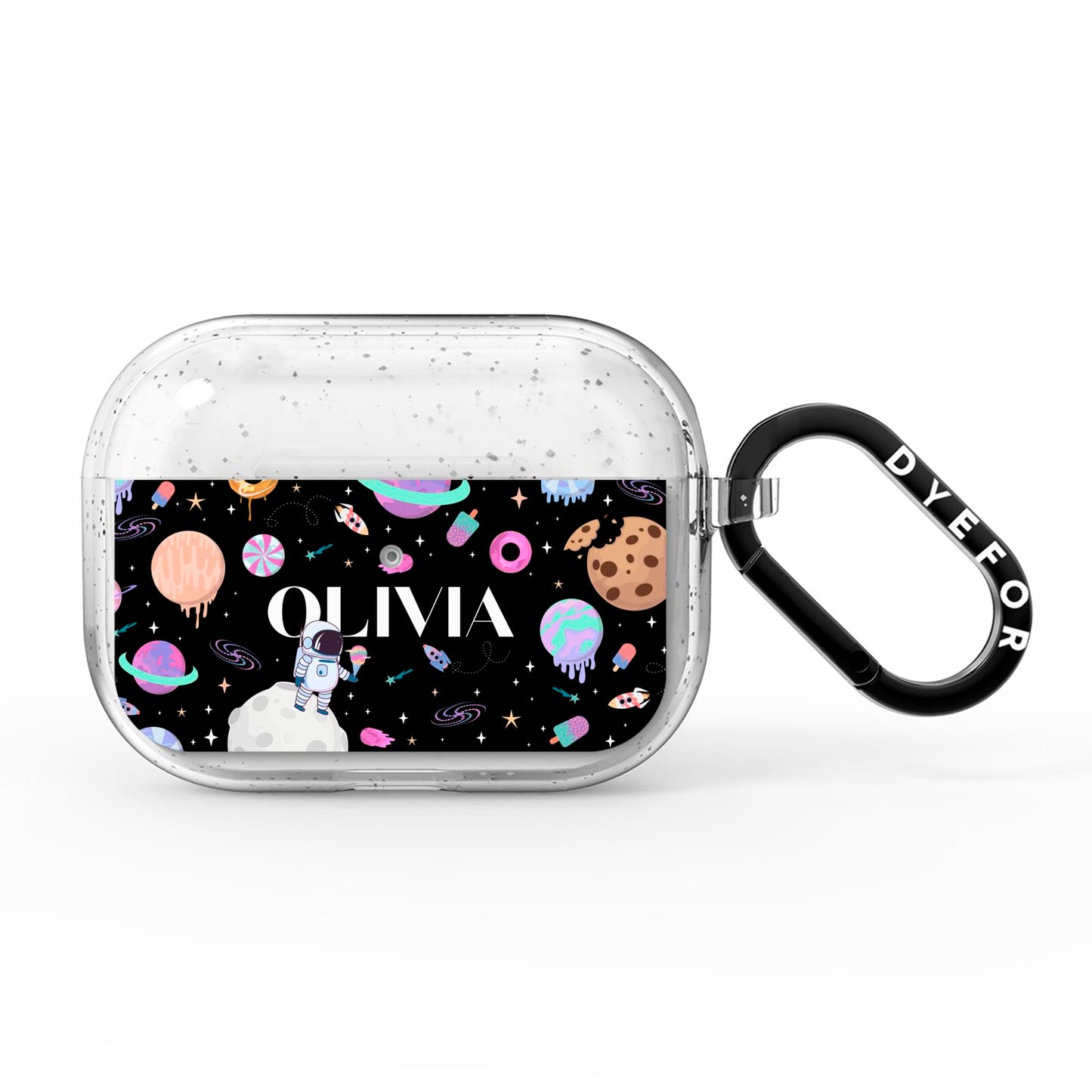 Sweet Treats in Space with Name AirPods Pro Glitter Case
