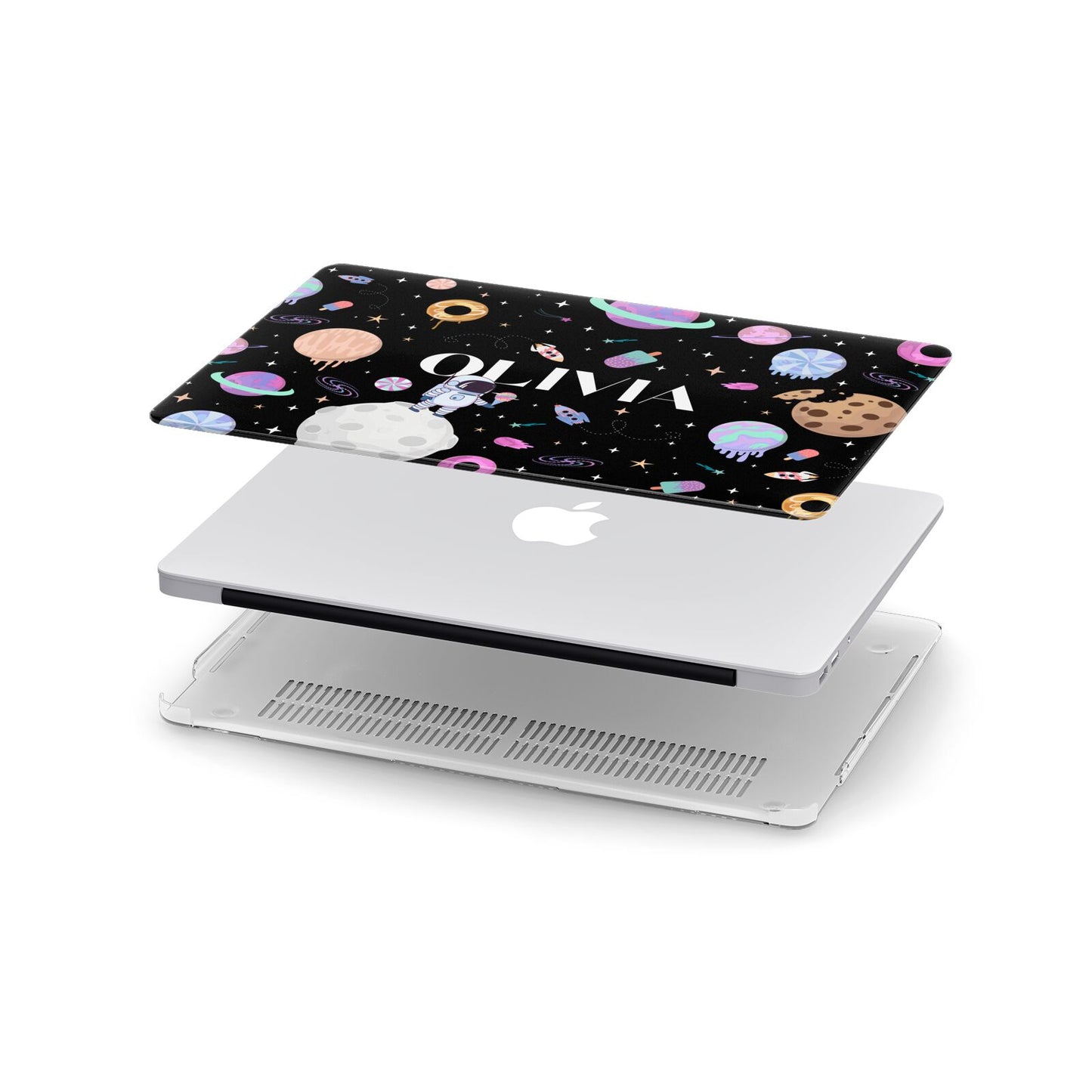 Sweet Treats in Space with Name Apple MacBook Case in Detail