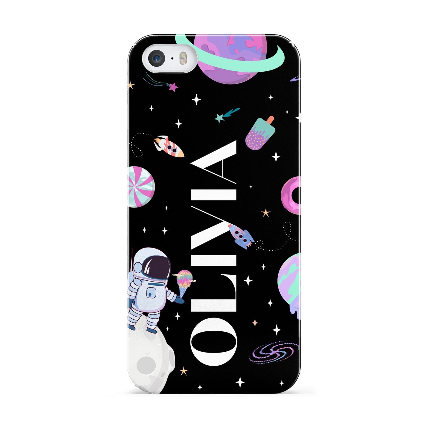 Sweet Treats in Space with Name Apple iPhone 5 Case
