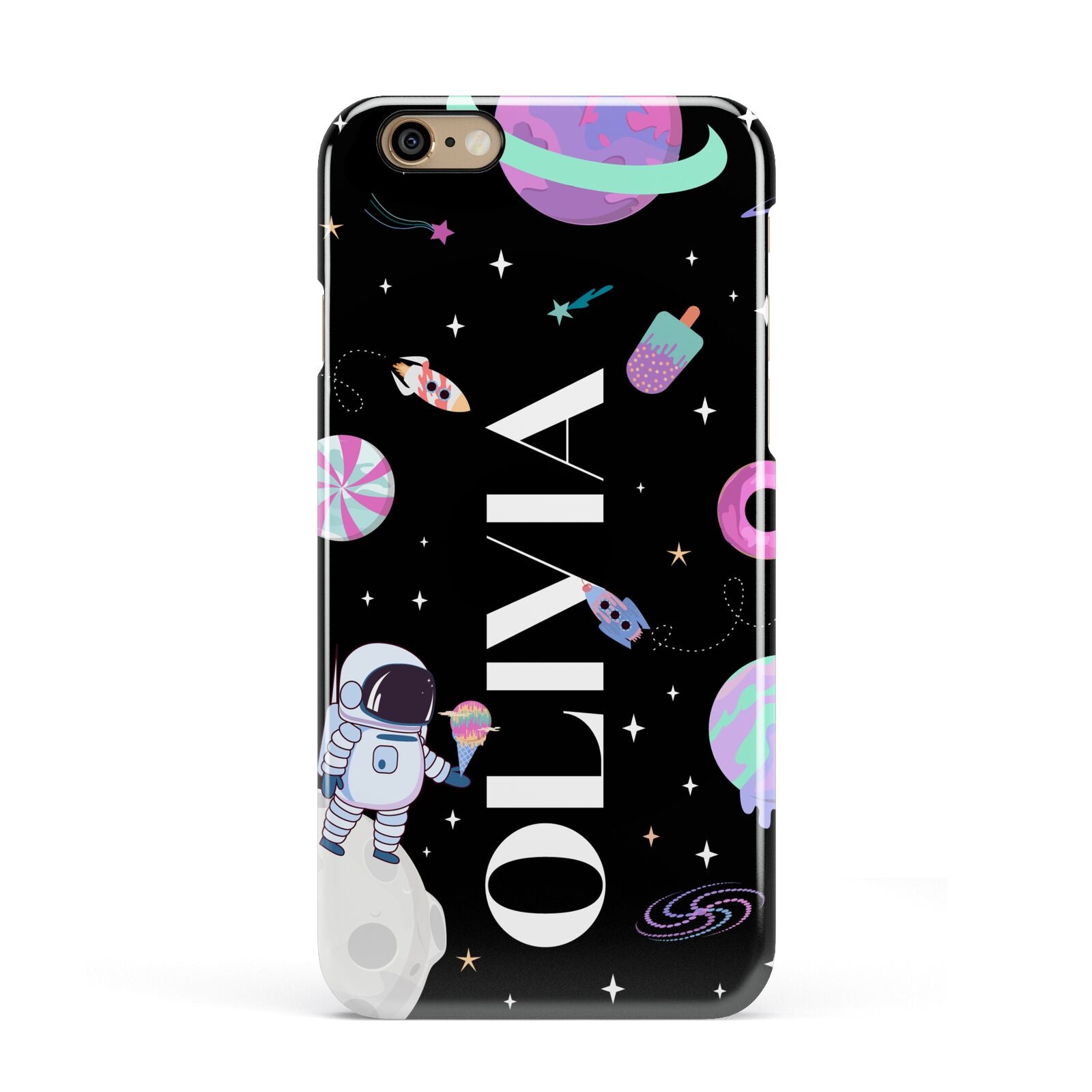 Sweet Treats in Space with Name Apple iPhone 6 3D Snap Case
