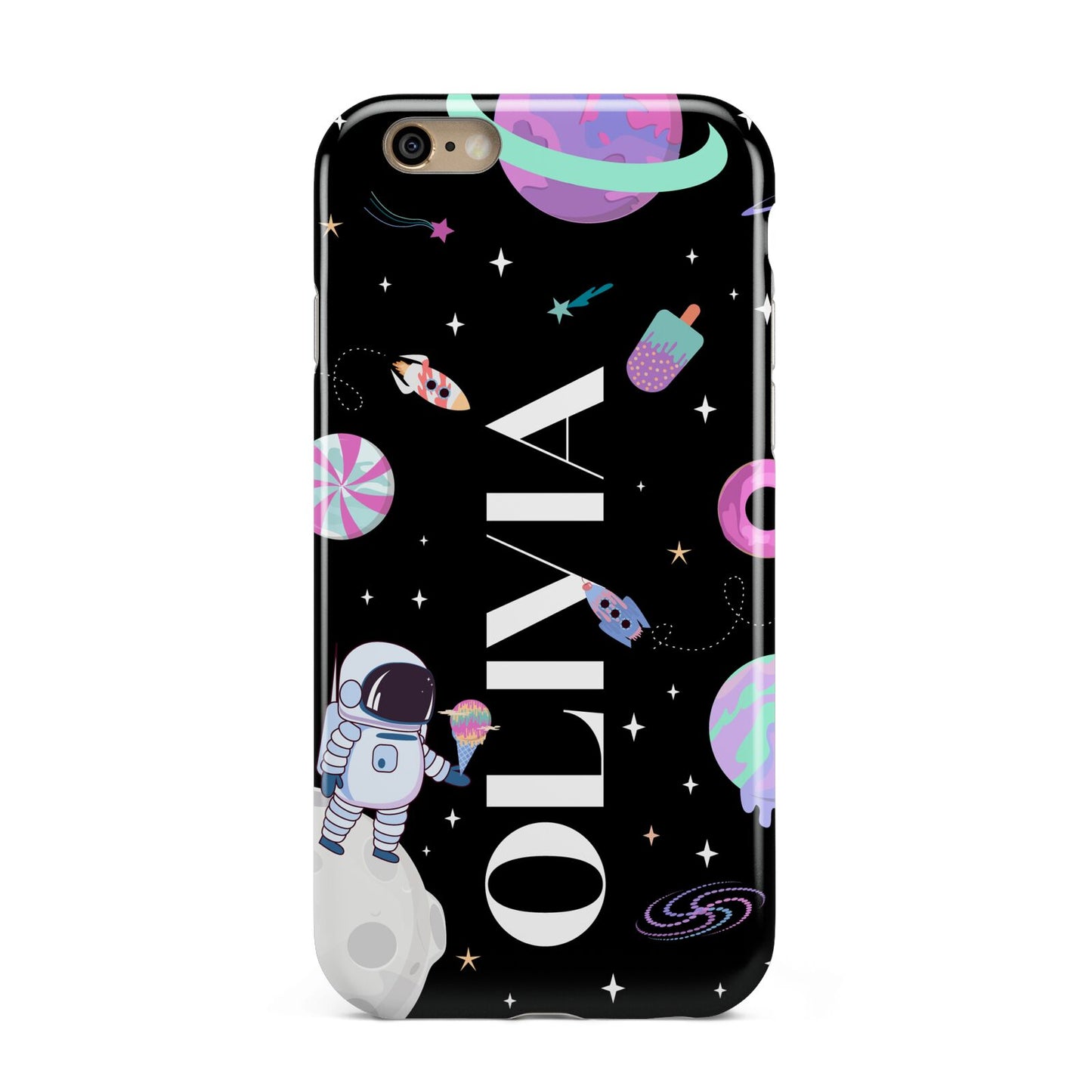 Sweet Treats in Space with Name Apple iPhone 6 3D Tough Case