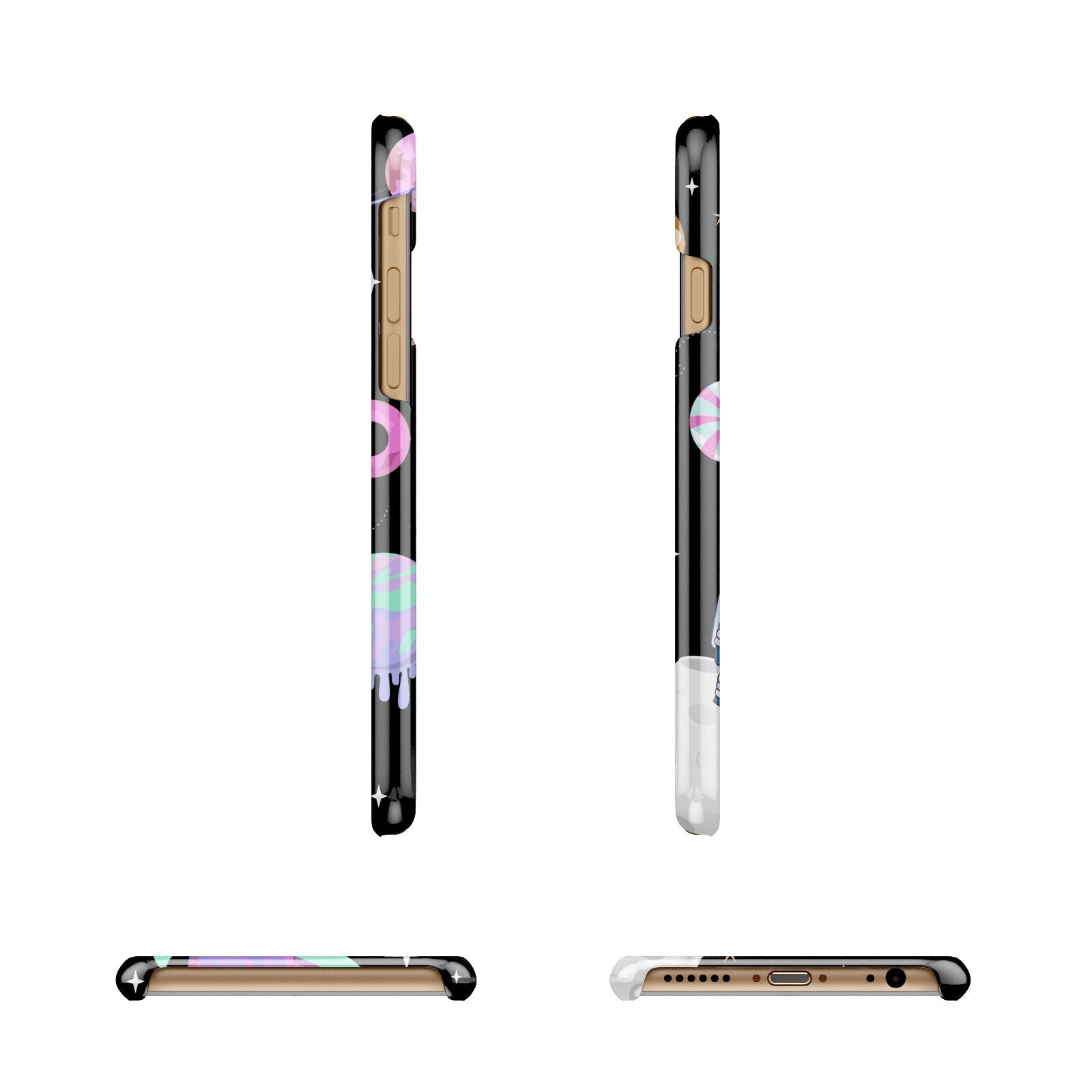 Sweet Treats in Space with Name Apple iPhone 6 3D Wrap Snap Case Angled Images