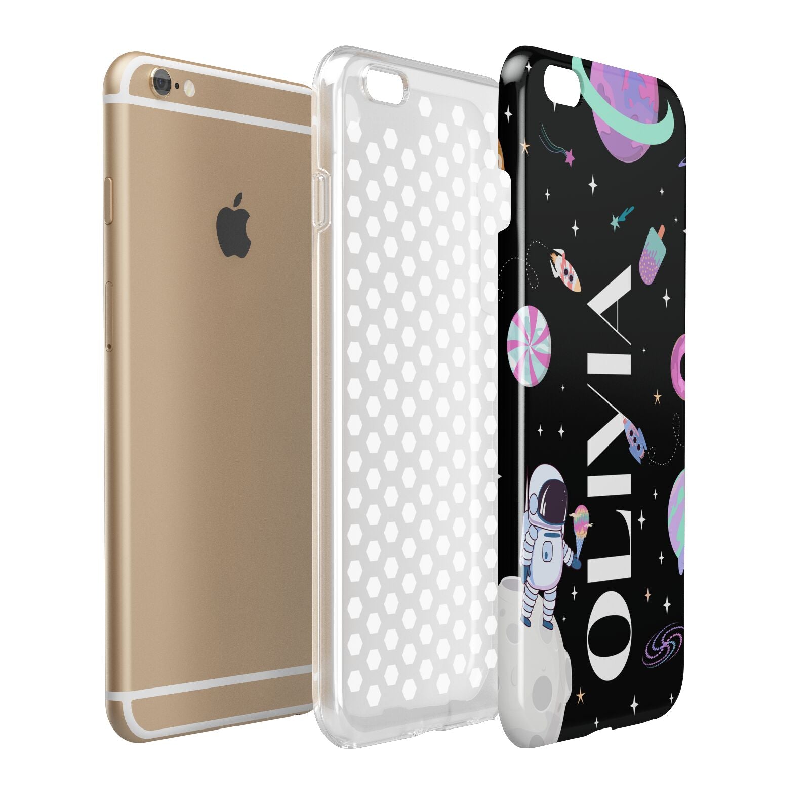Sweet Treats in Space with Name Apple iPhone 6 Plus 3D Tough Case Expand Detail Image