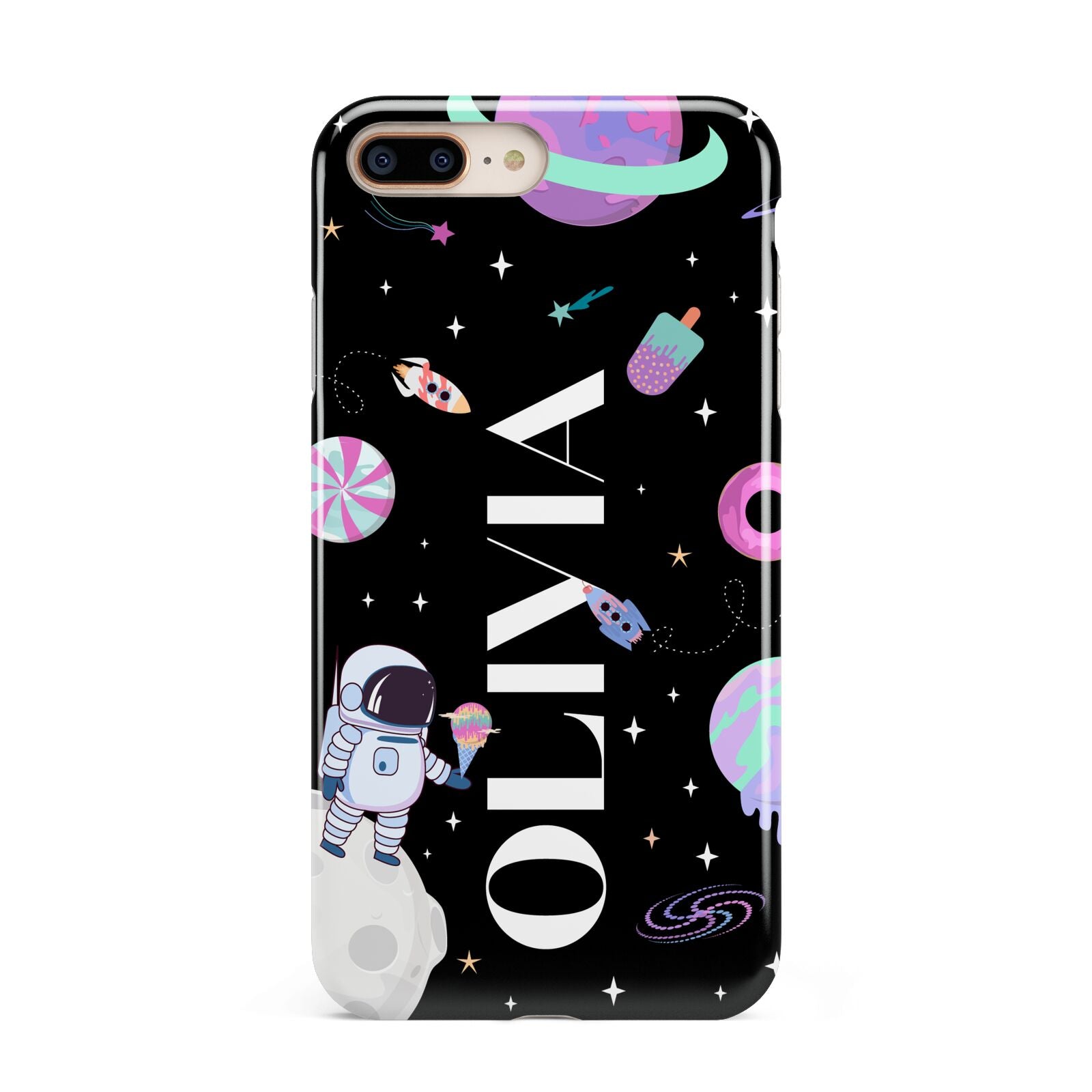 Sweet Treats in Space with Name Apple iPhone 7 8 Plus 3D Tough Case