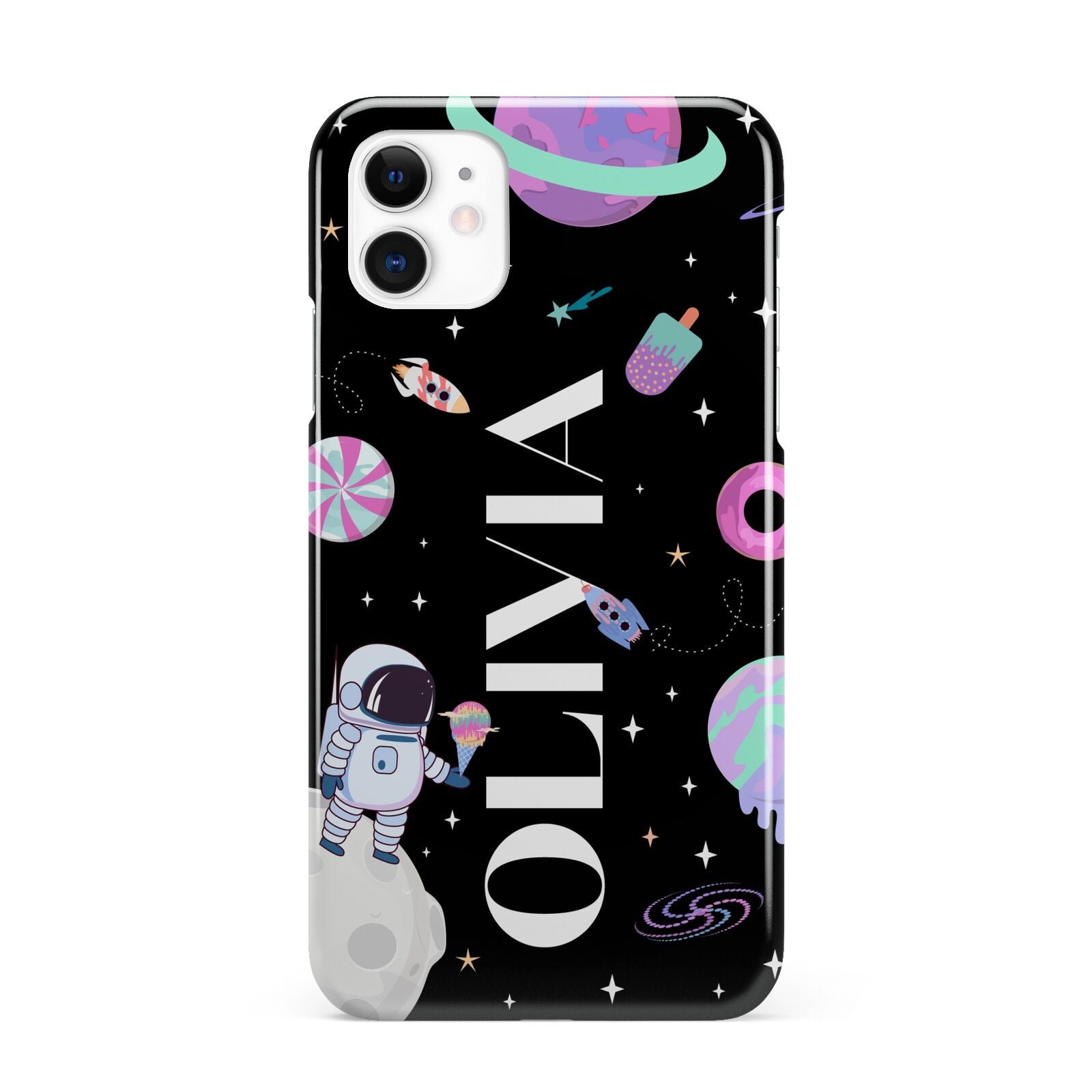 Sweet Treats in Space with Name iPhone 11 3D Snap Case