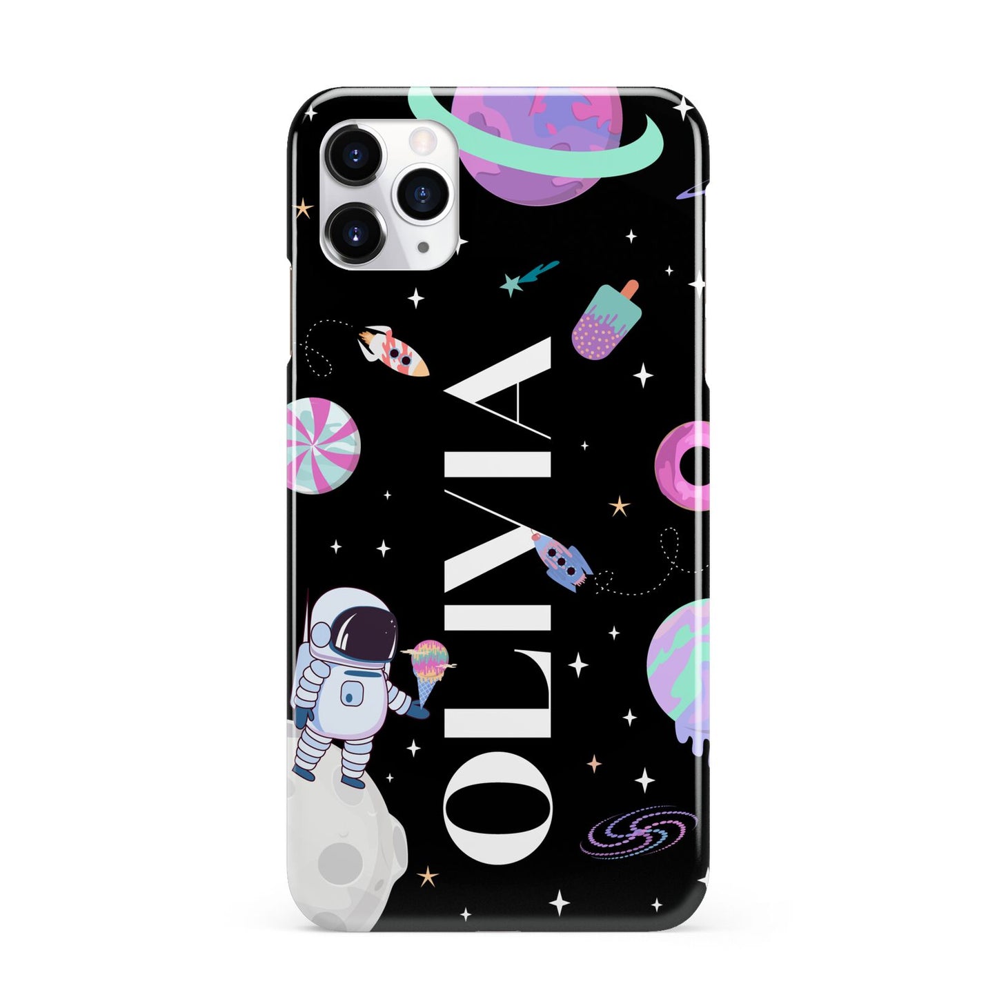 Sweet Treats in Space with Name iPhone 11 Pro Max 3D Snap Case