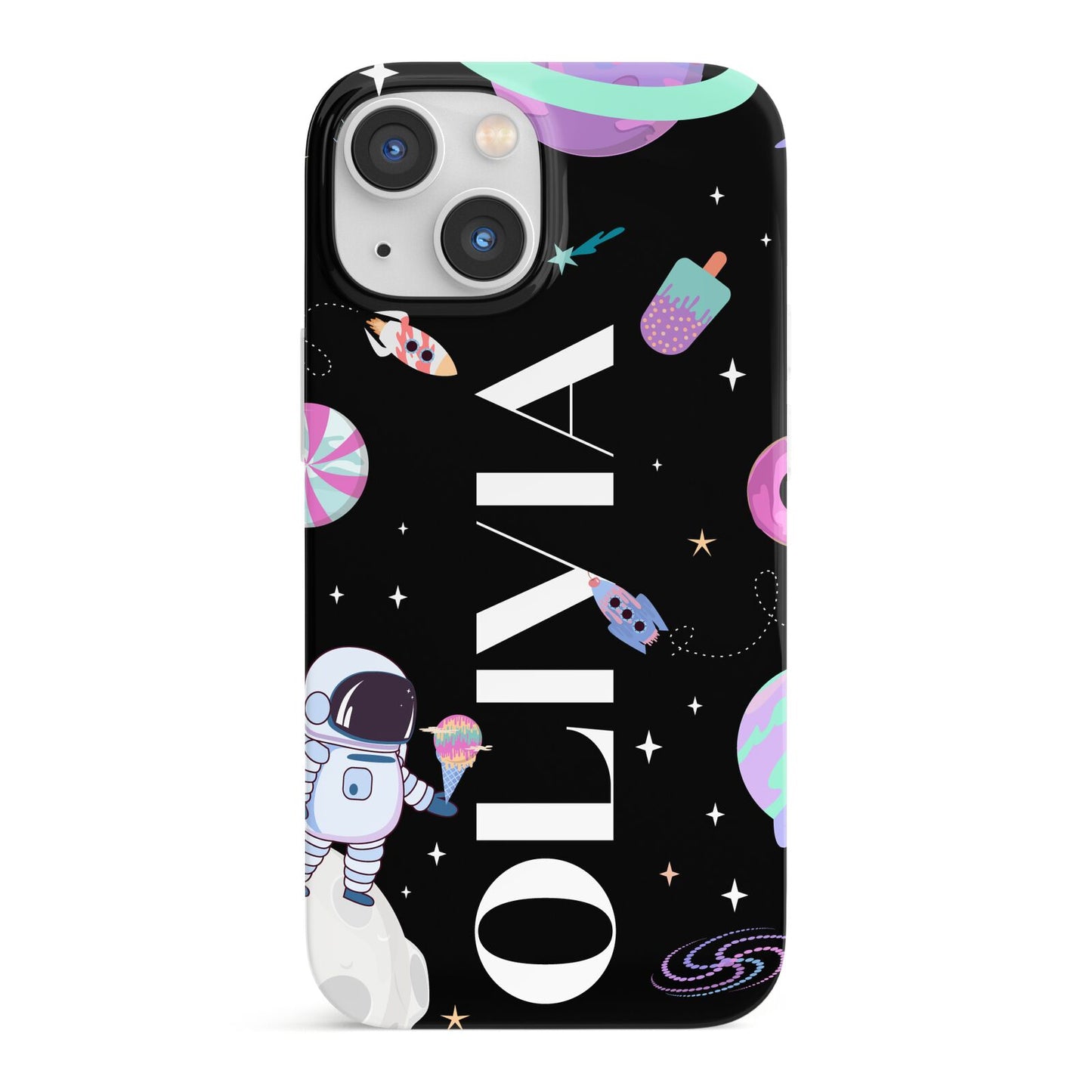 Sweet Treats in Space with Name iPhone 13 Mini Full Wrap 3D Snap Case